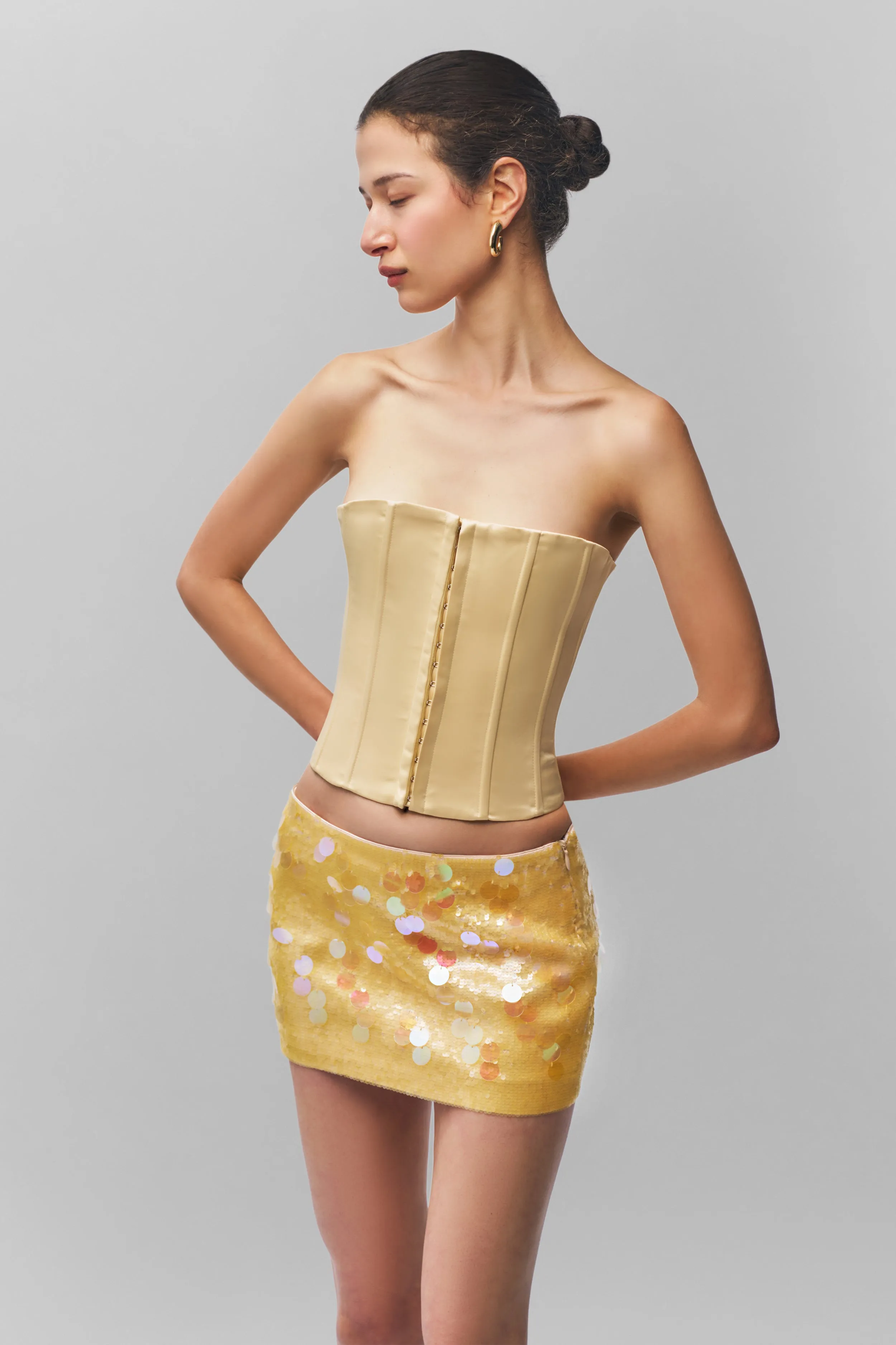 Asymmetrical Cut Low Rise Paillette Skirt