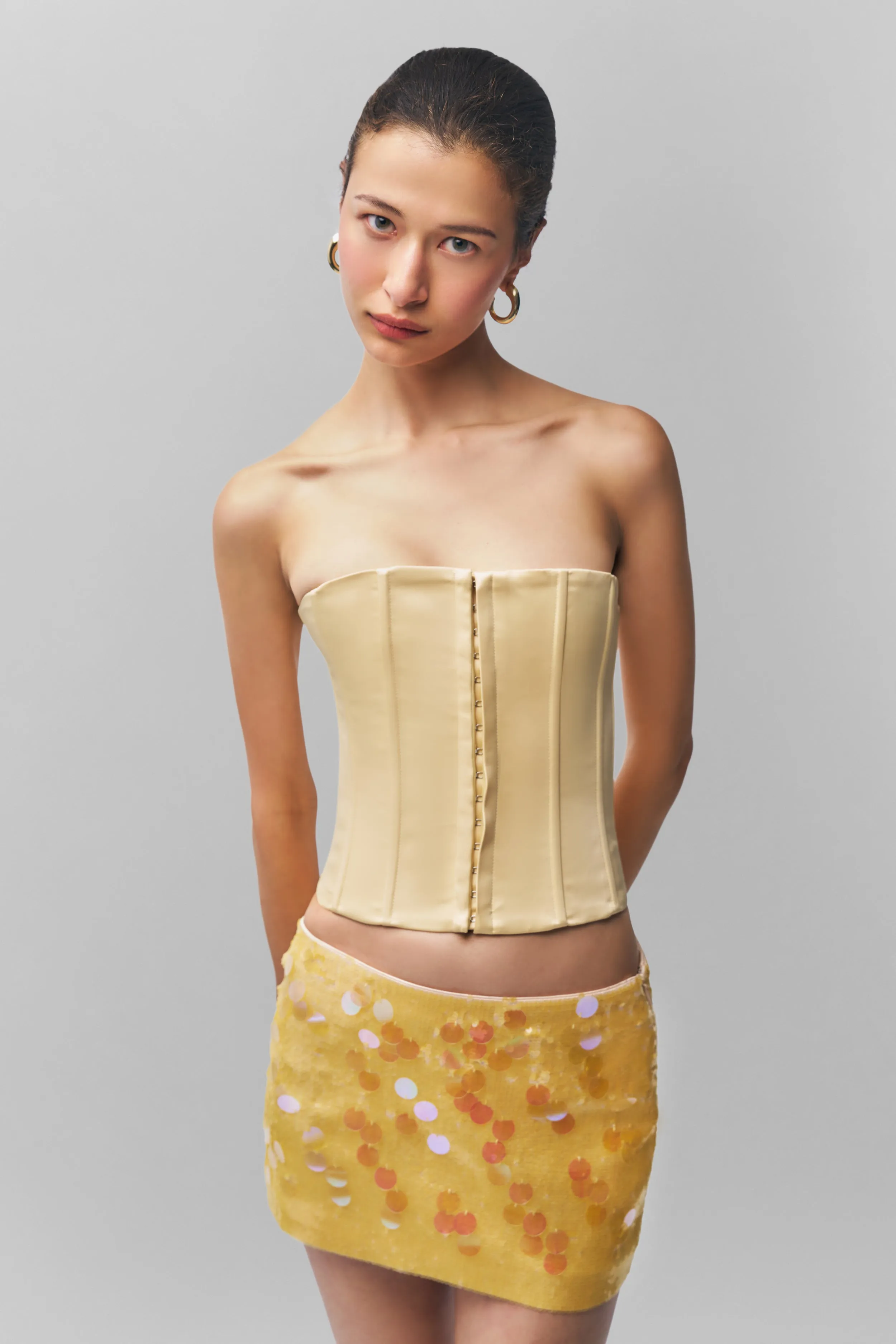 Low Rise Paillette Skirt Cozy Tones