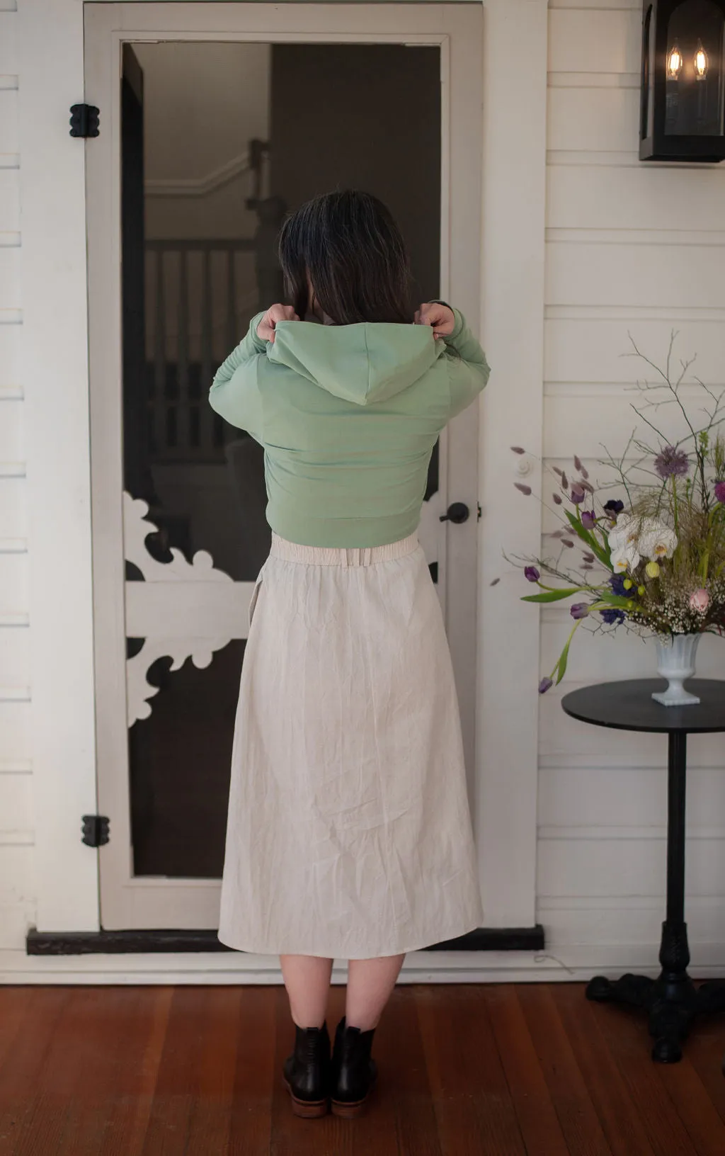 Relaxed Sweatshirt Cropped Hoodie In Mint Green