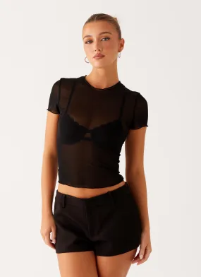 Stretch Fit Engineering Dalton Mesh T-Shirt - Black