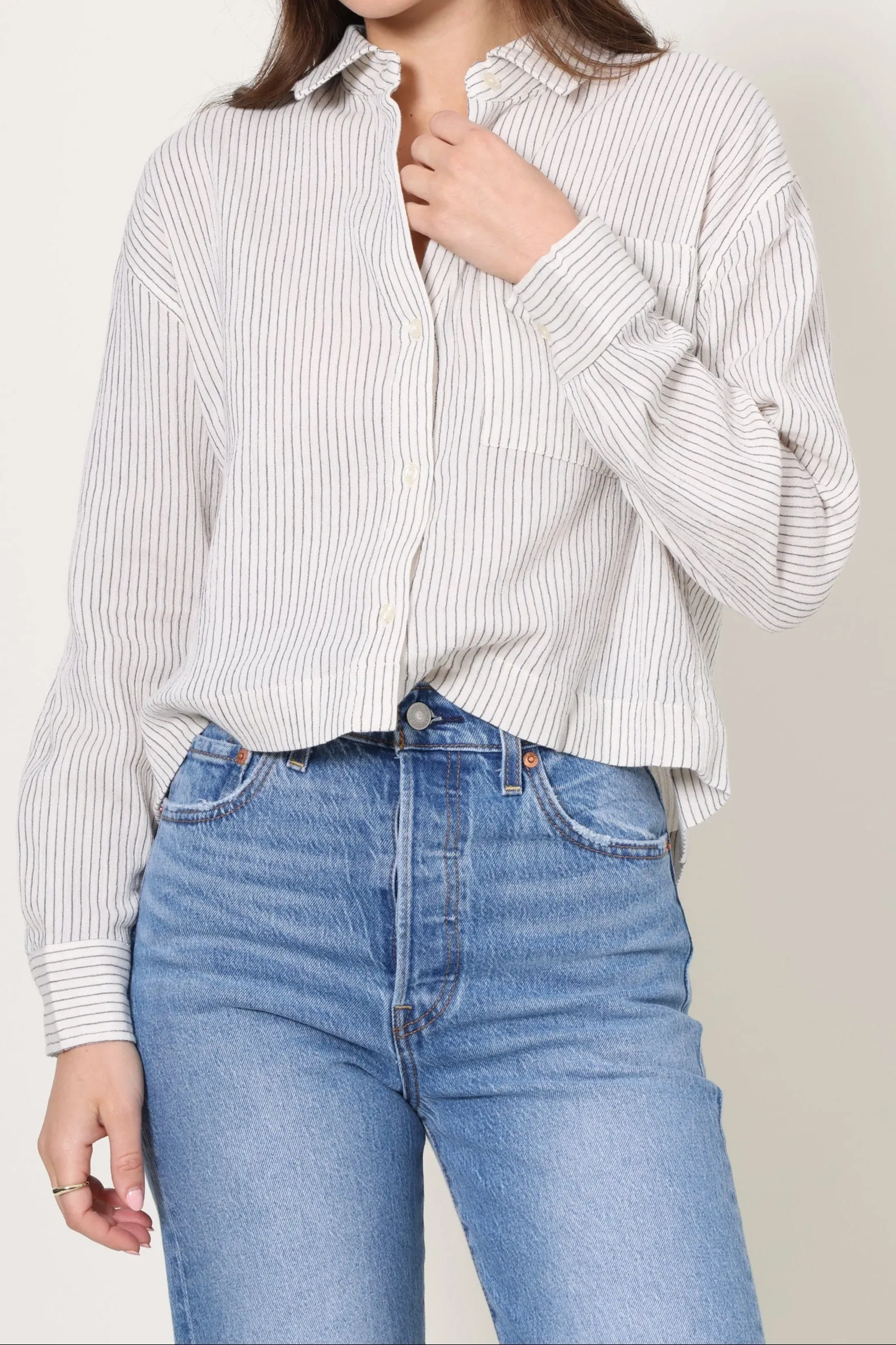Layered Neckline Details SlipResistant De Mar Striped Shirt