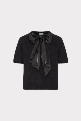 High Collar Design sporty wear Bow Short Sleeve Sweater