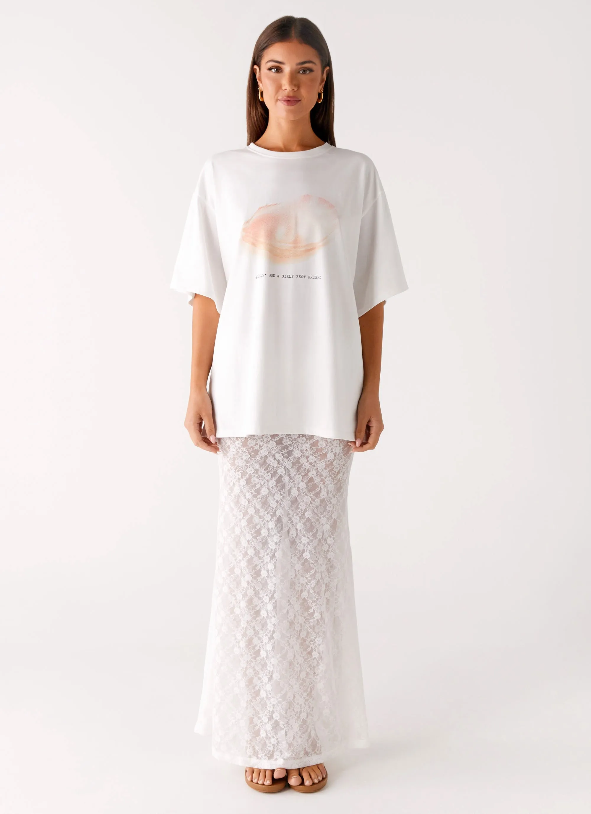 Pearl Oversized Tee - White ReflectiveDetails Easy Care Material