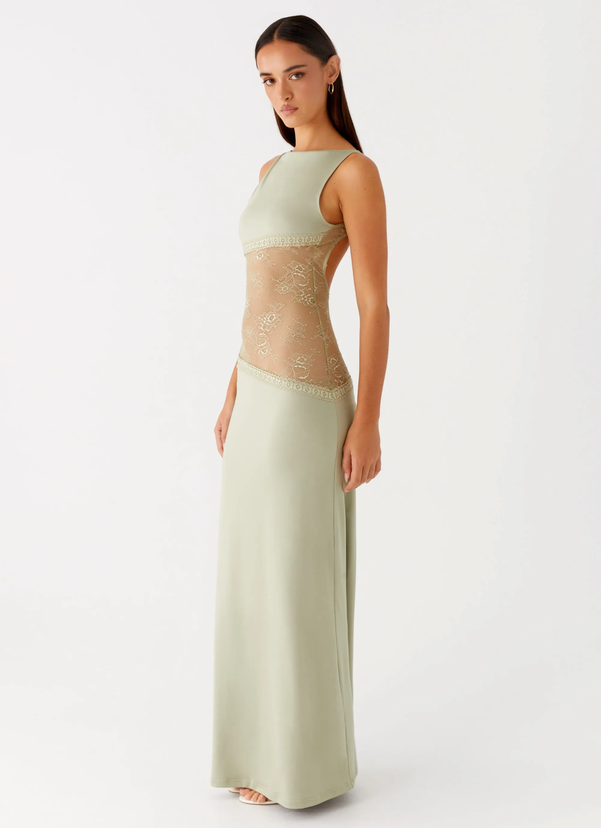 Lucinda Maxi Dress - Sage Silky Form Clean Finish