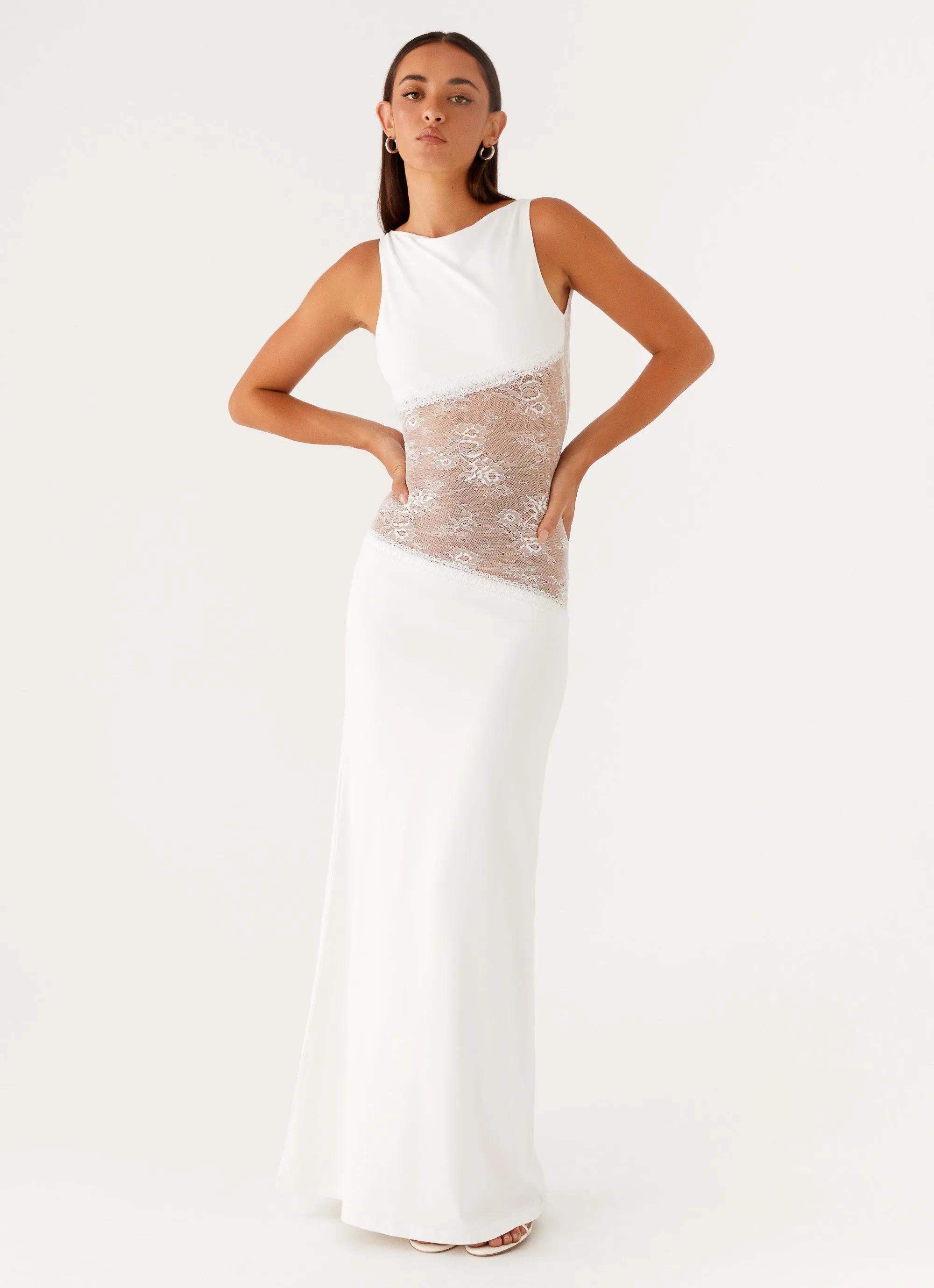 Lucinda Maxi Dress - White Softly Structured Chic Layered Wear