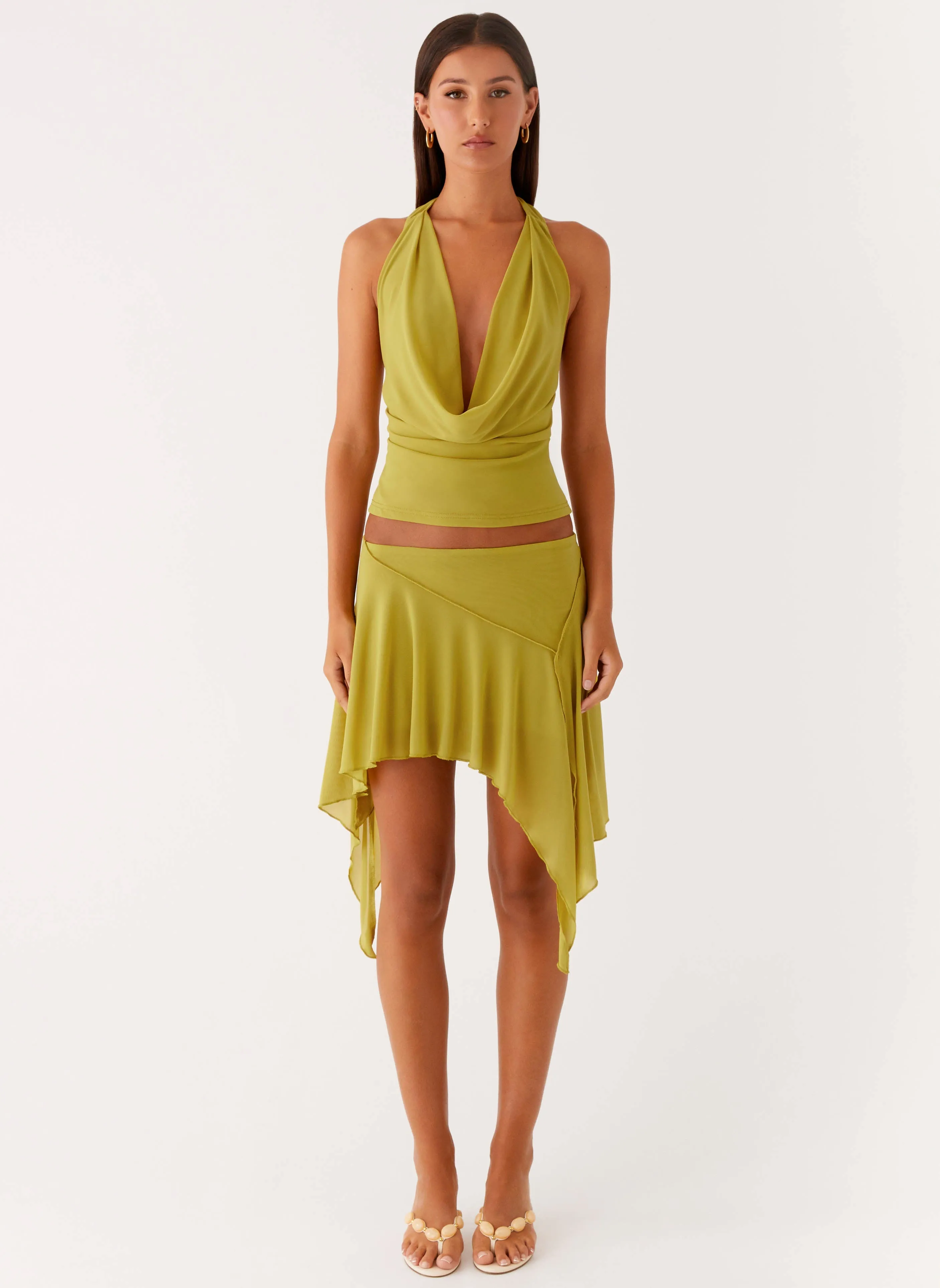 Sleek Vibe Lustra Mini Skirt - Lime