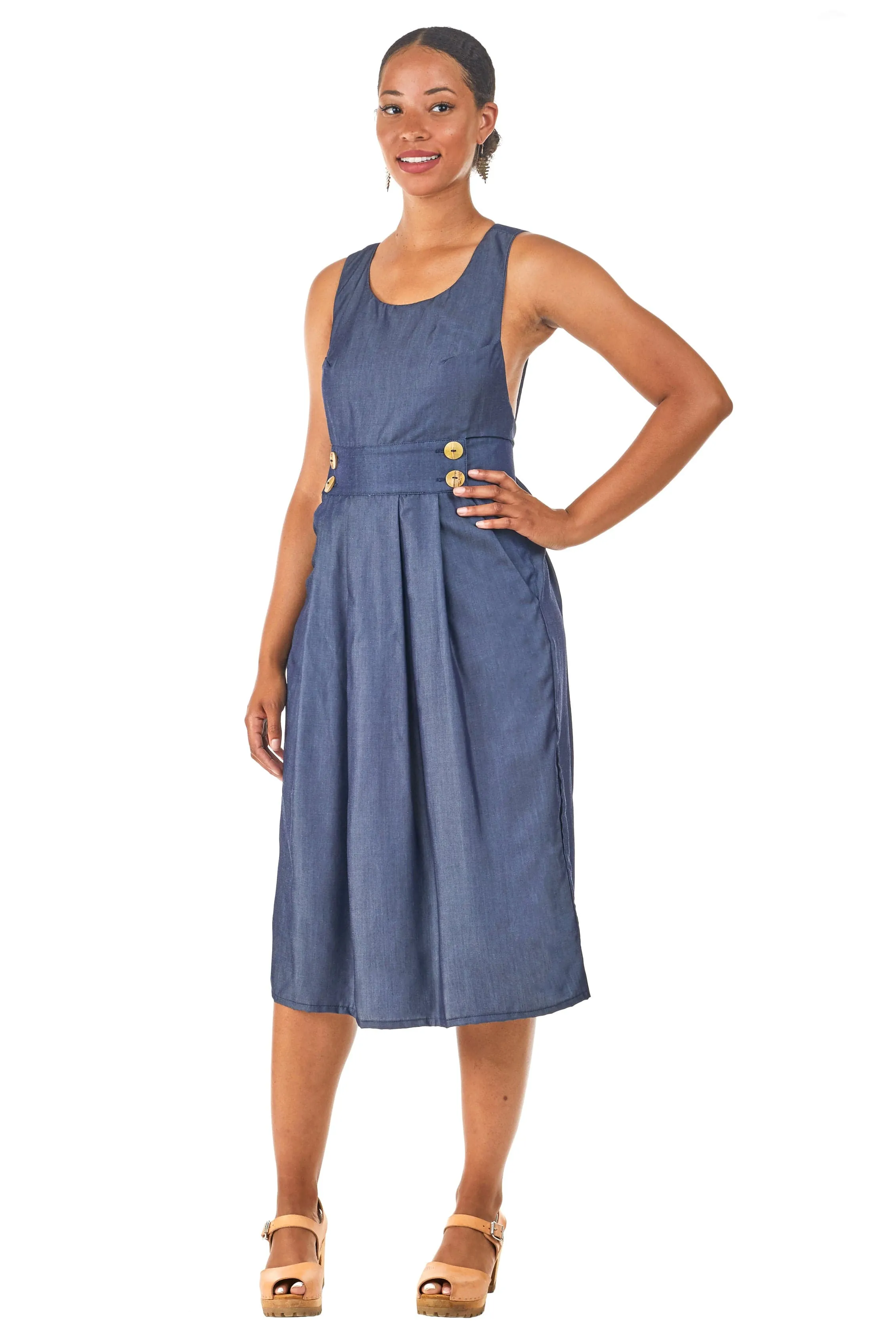 Brigid Jumper in Indigo Tencel Silky texture Relaxed day dress