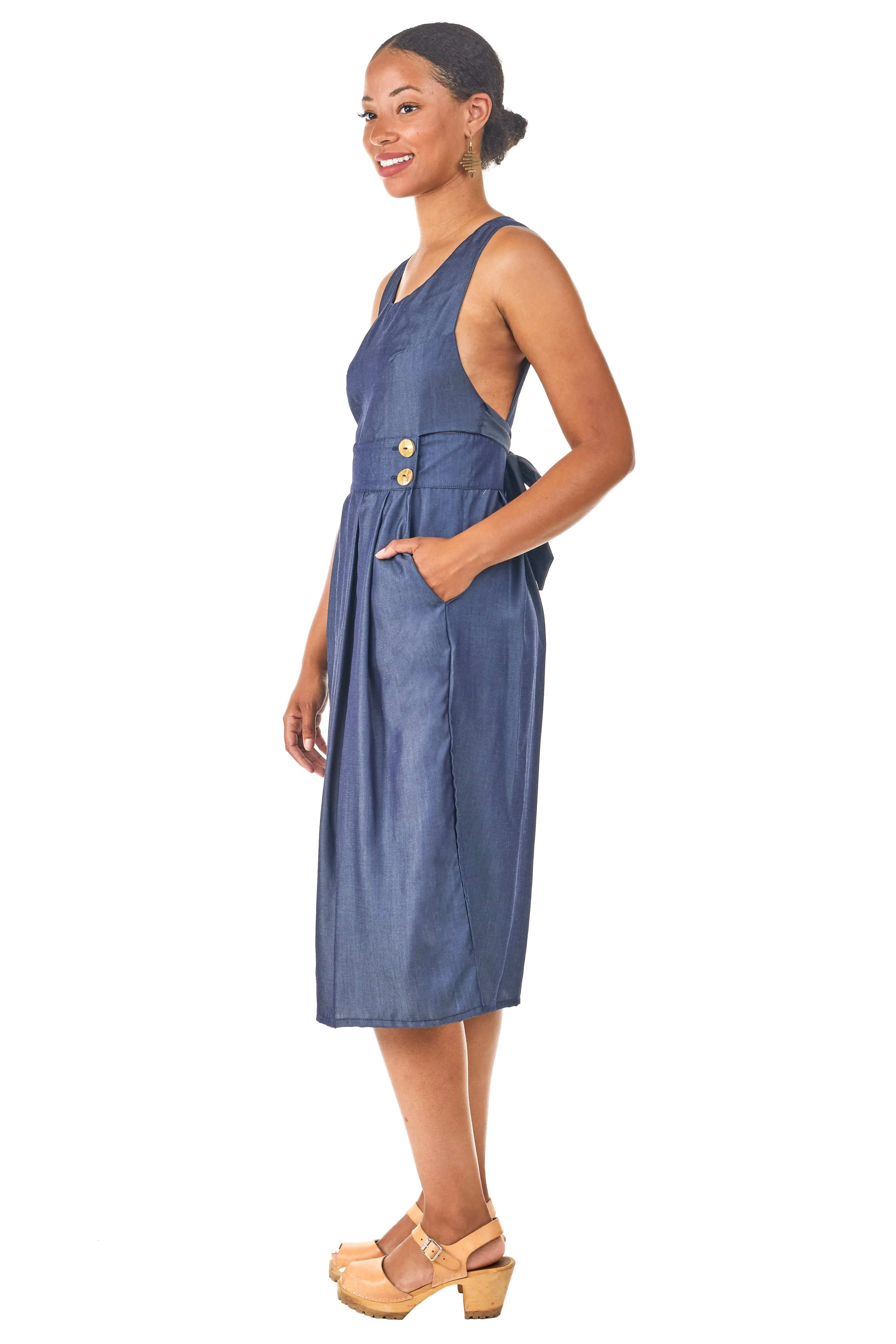 Brigid Jumper in Indigo Tencel Elegant Detail Flattering and Chic