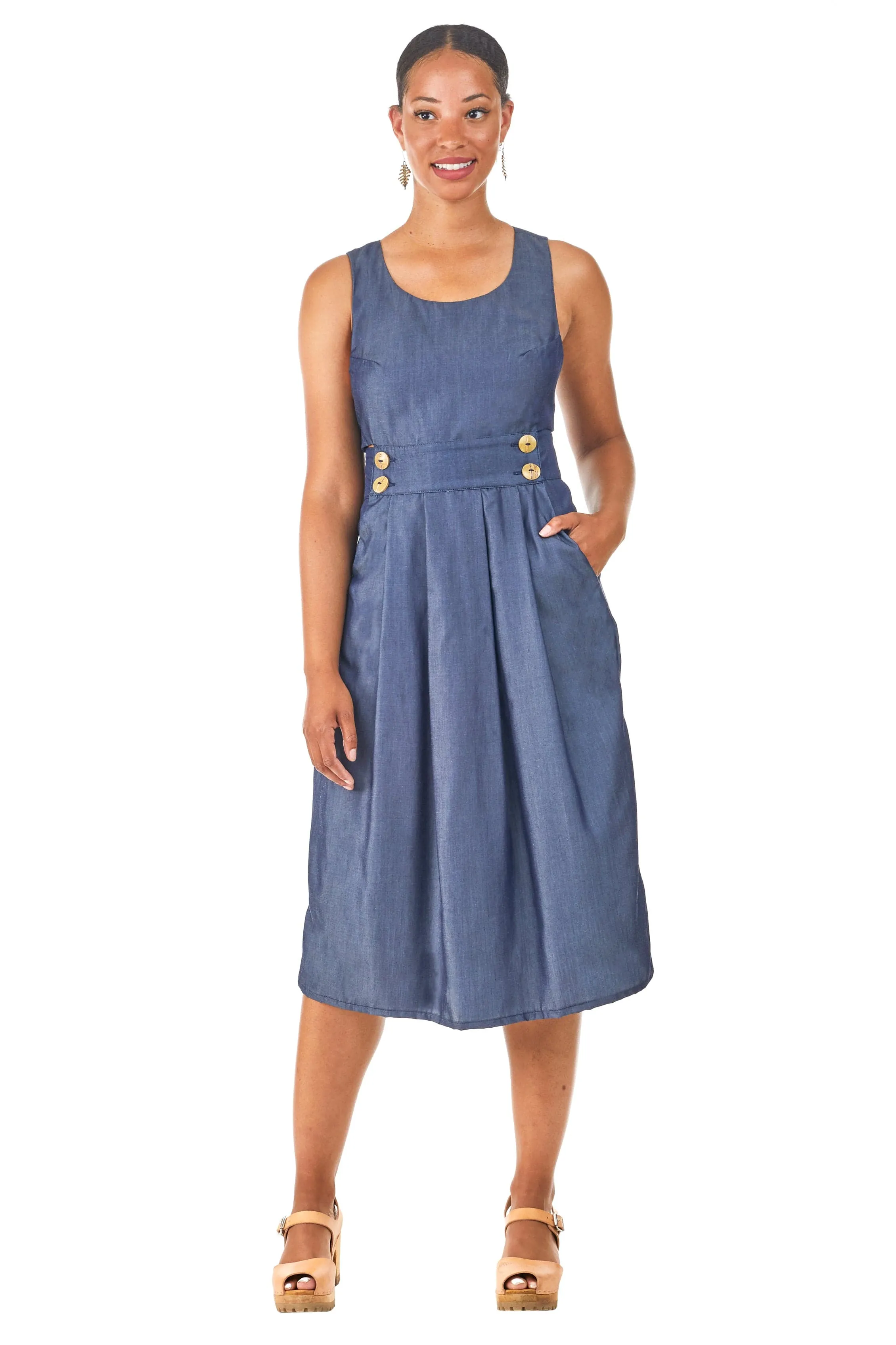 Cute Glow Flattering Comfort Wear Brigid Jumper in Indigo Tencel