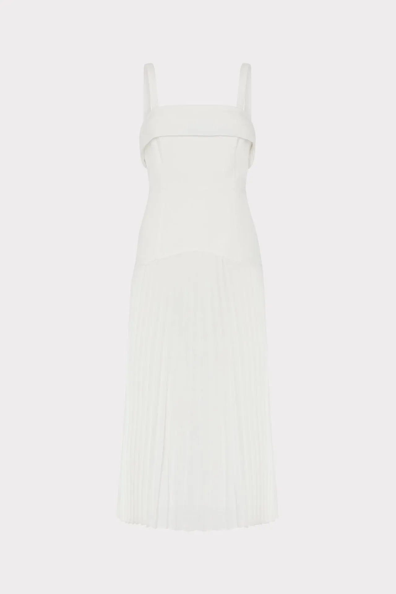 Nala Poplin Pleated Combo Midi Dress Day Fit