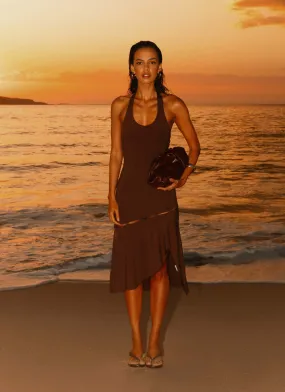 Fast Times Midi Dress - Chocolate Stylish party wear Perfectly Crafted