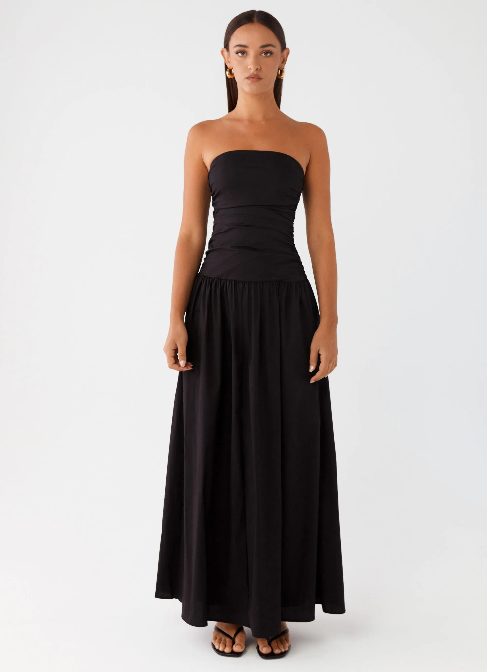 Carmel Maxi Dress - Black Dreamy Drape