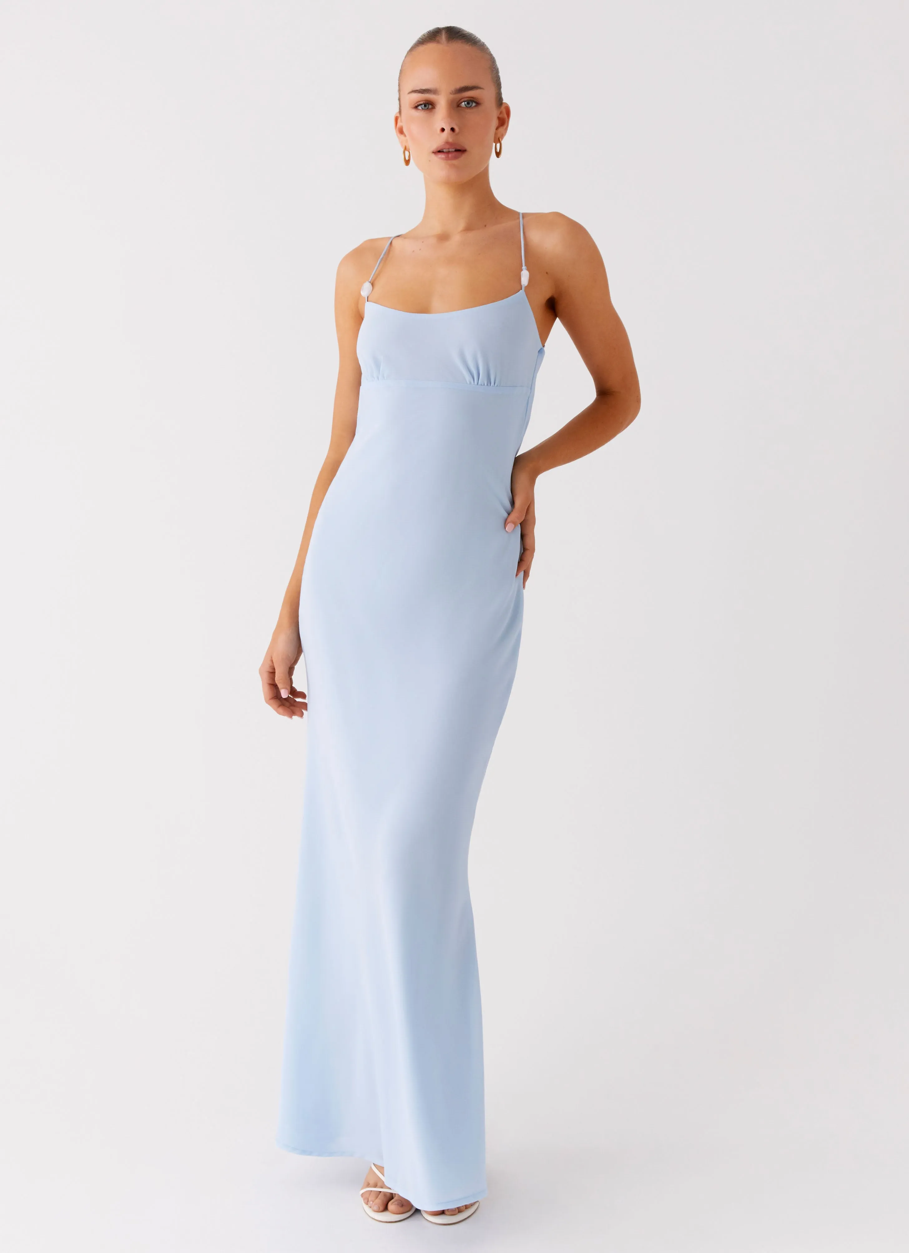 Smooth Curve Chic Comfort Wear Cabello Maxi Dress - Pale Blue