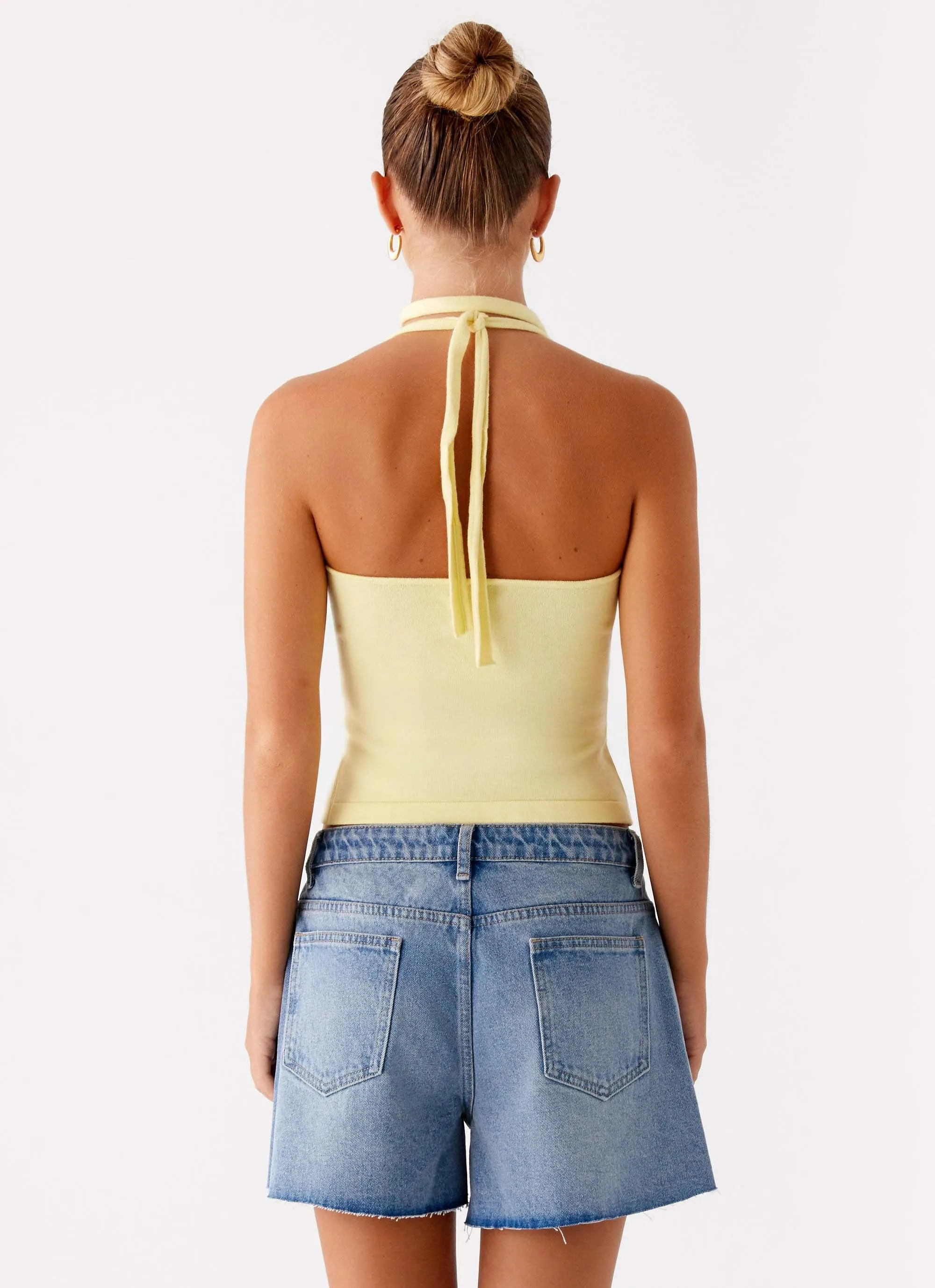 Madden Knit Scarf Top - Yellow Non Iron Fabric