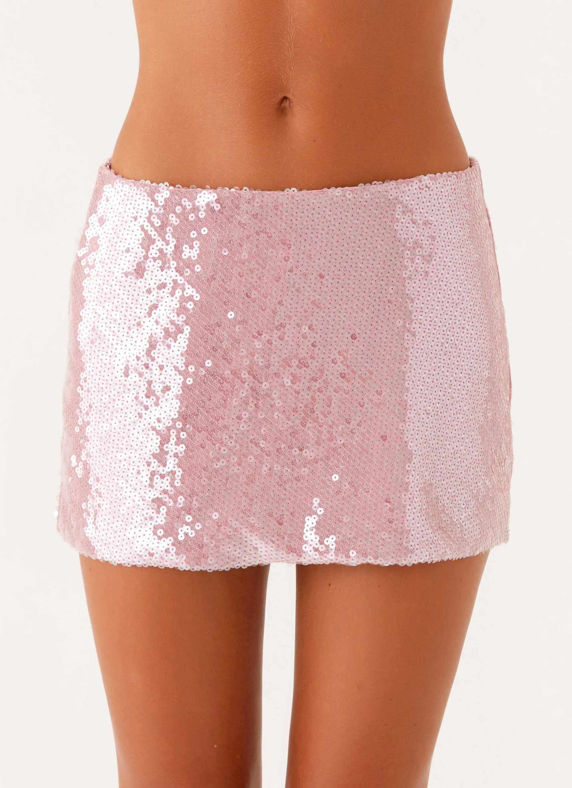 Double Layer Made For You Low Rise Sequin Mini Skirt - Pink