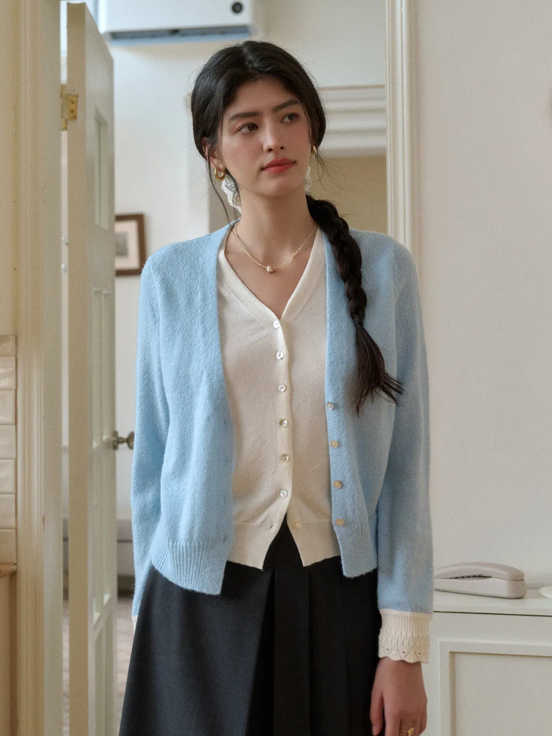 ZonalVentilation Madeleine V-Neck Faux Layered Wool Top