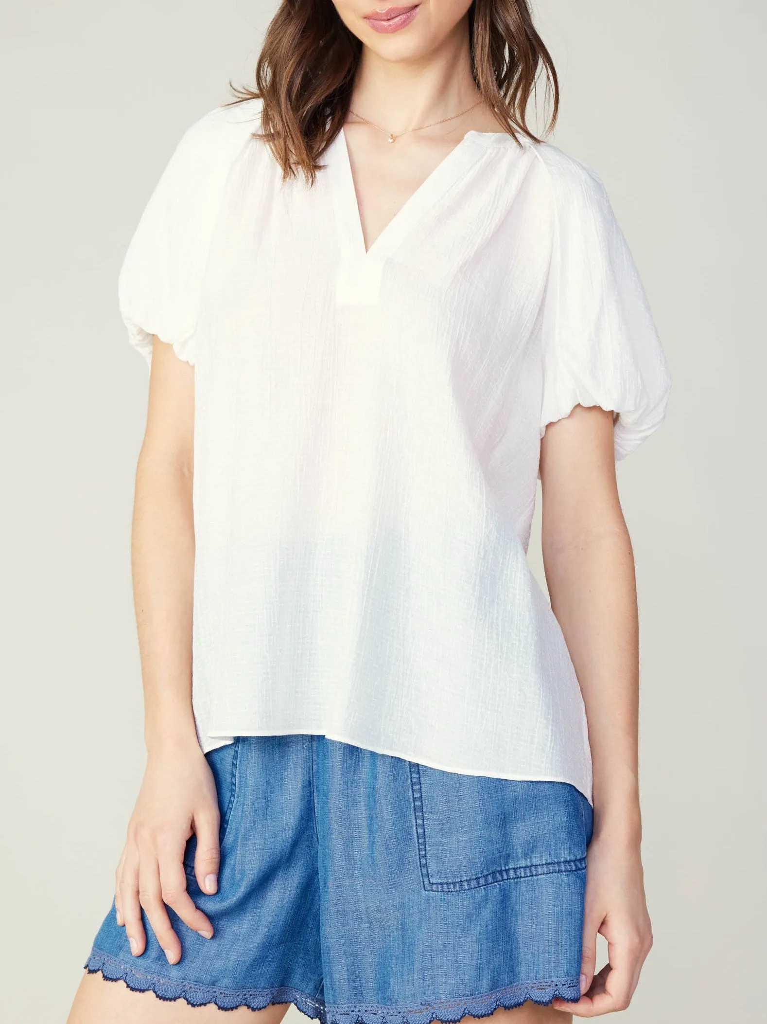 Maeve Top White RibbedTrims Oversized Fit