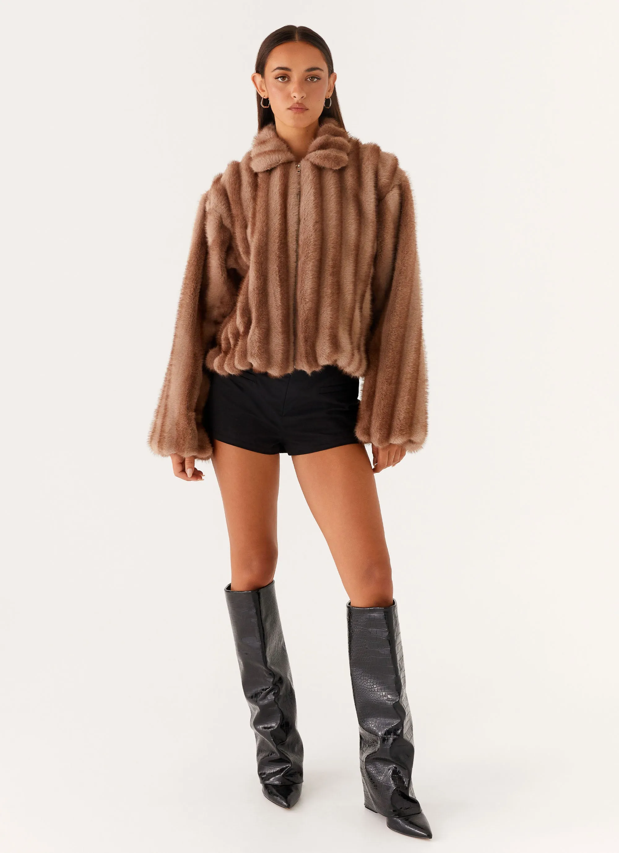 Preserve Naylor Faux Fur Jacket - Brown