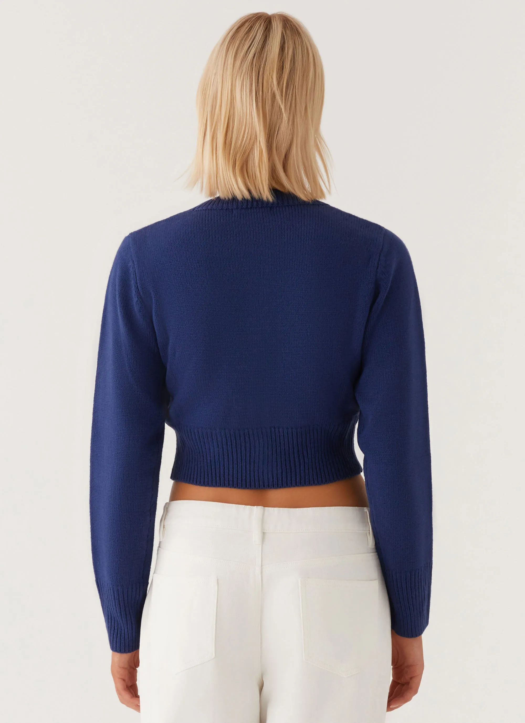 Everest Knit Cardigan - Navy Bonded Edge Finish