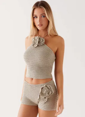 Maia Rose Crochet Mini Shorts - Sage Versatile Look