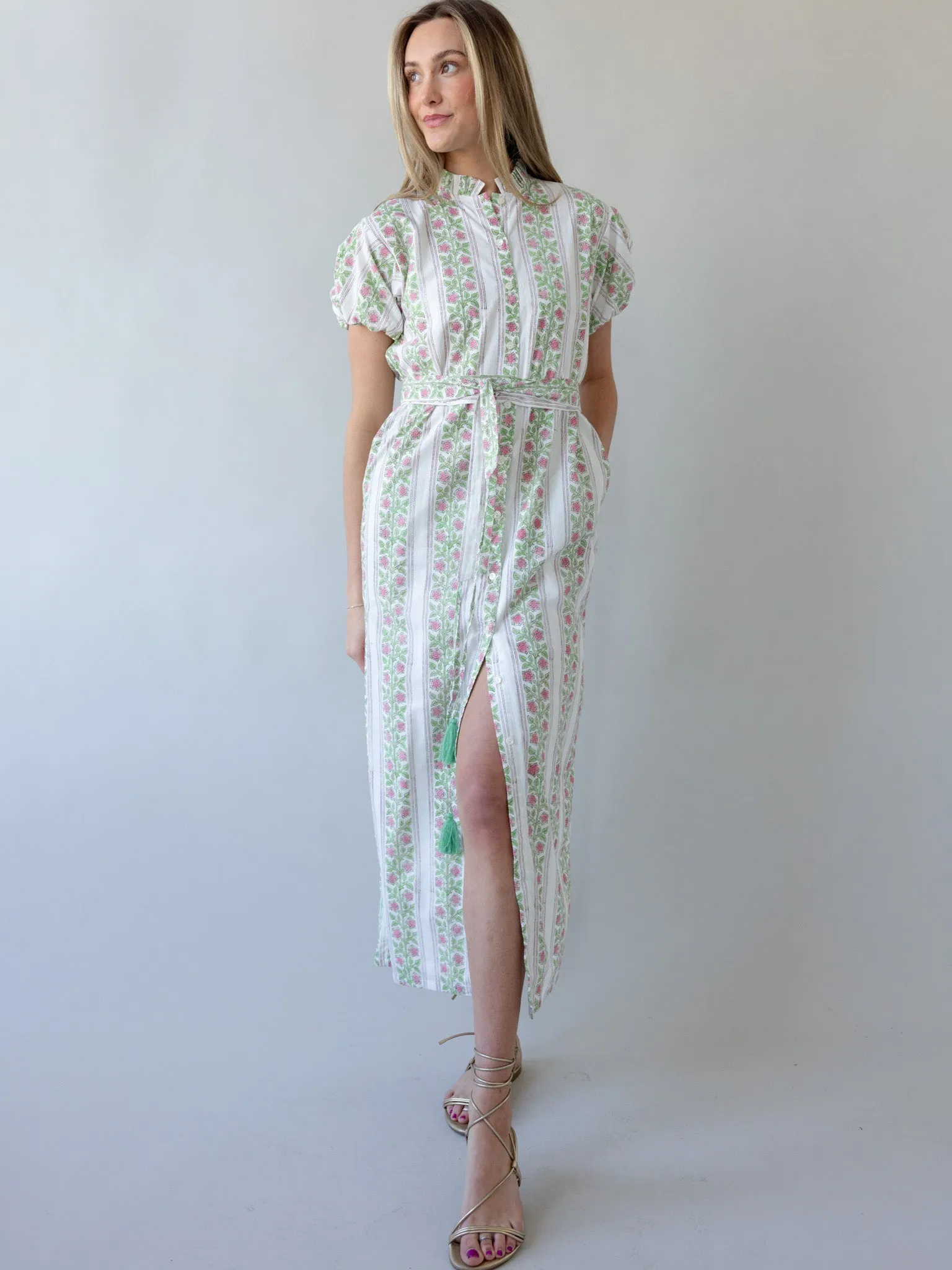 Maison De Frederic Pink Maxi Dress Square-Neck