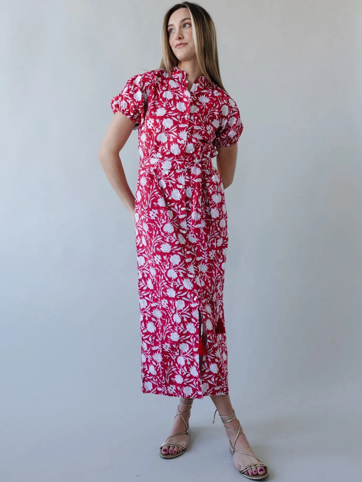 Gift-Worthy Office Classic Maison De Frederic Red Maxi Dress