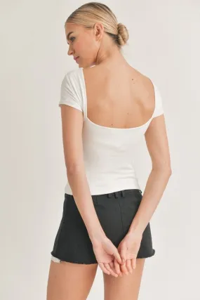 Makenna Open Back Top - White Temperature Regulating Textile