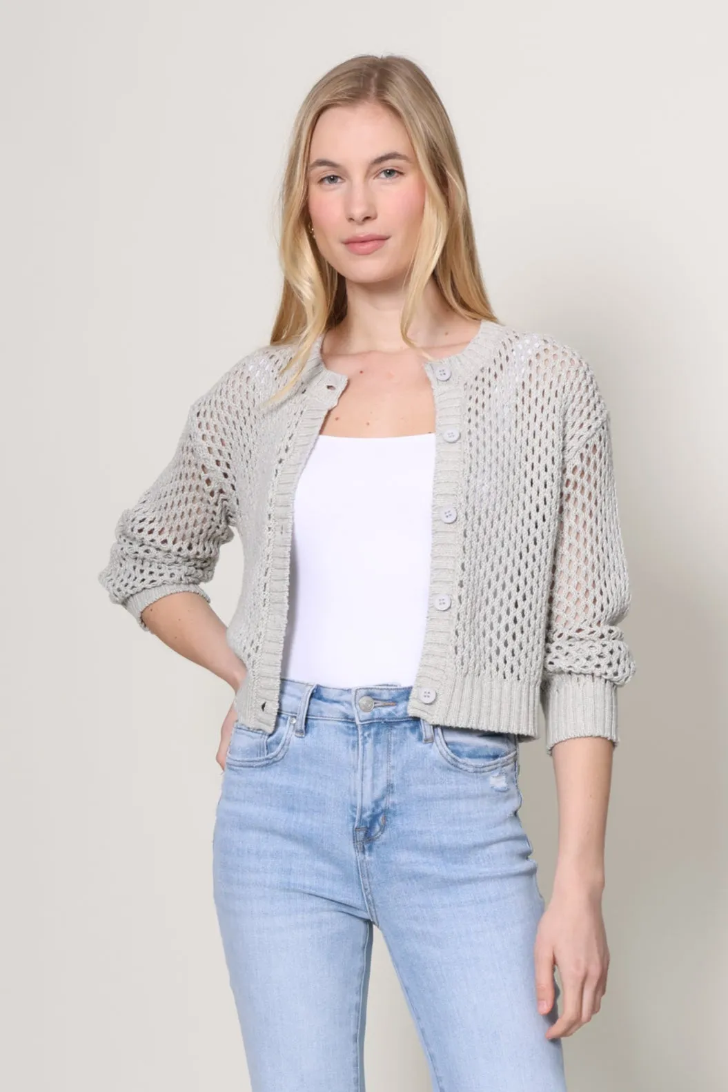 Mallorca Crochet Cardigan Ribbed Collar Detail