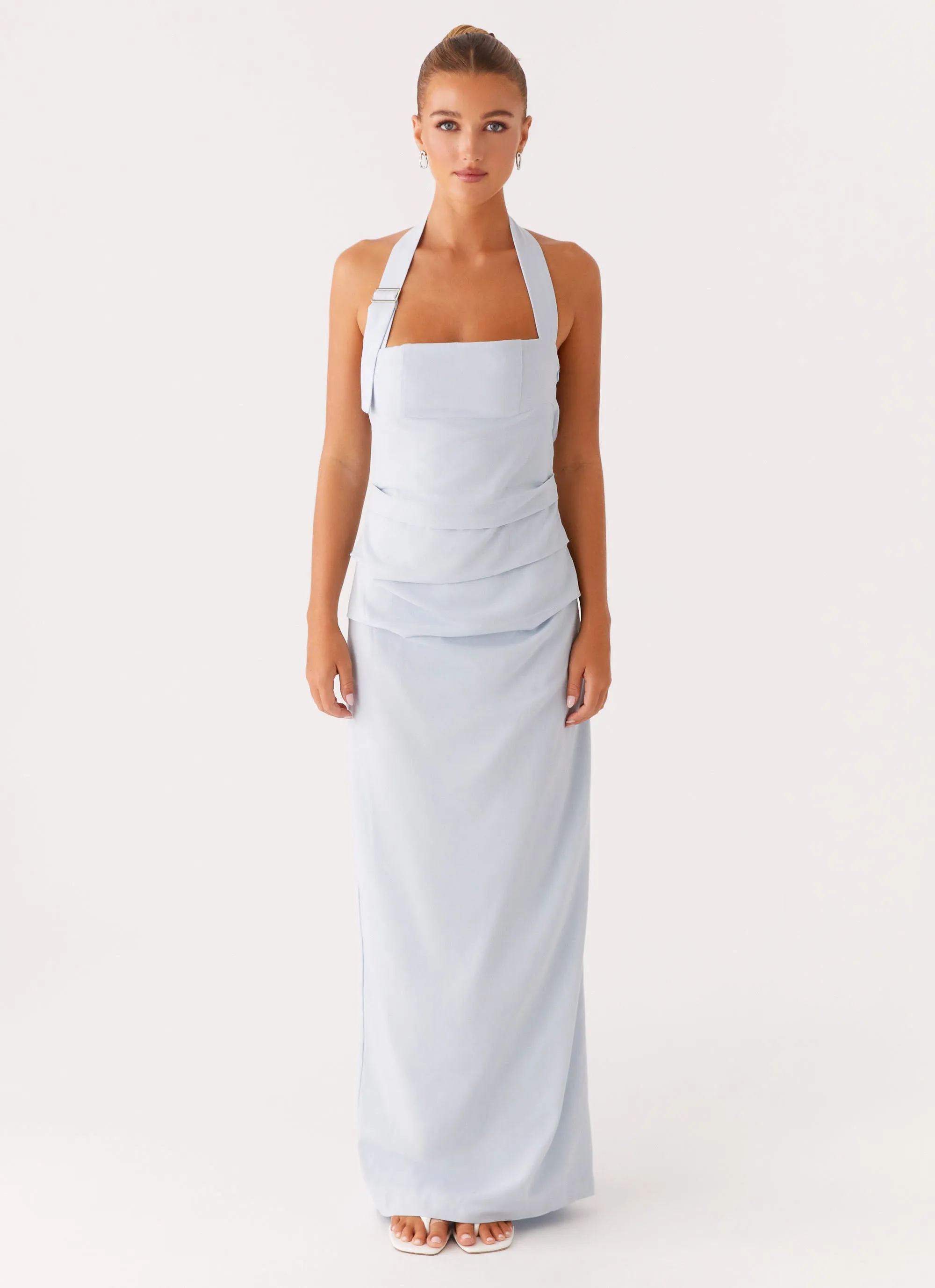 Rumour Has it Maxi Dress - Blue Euro Touch Fall Silhouette