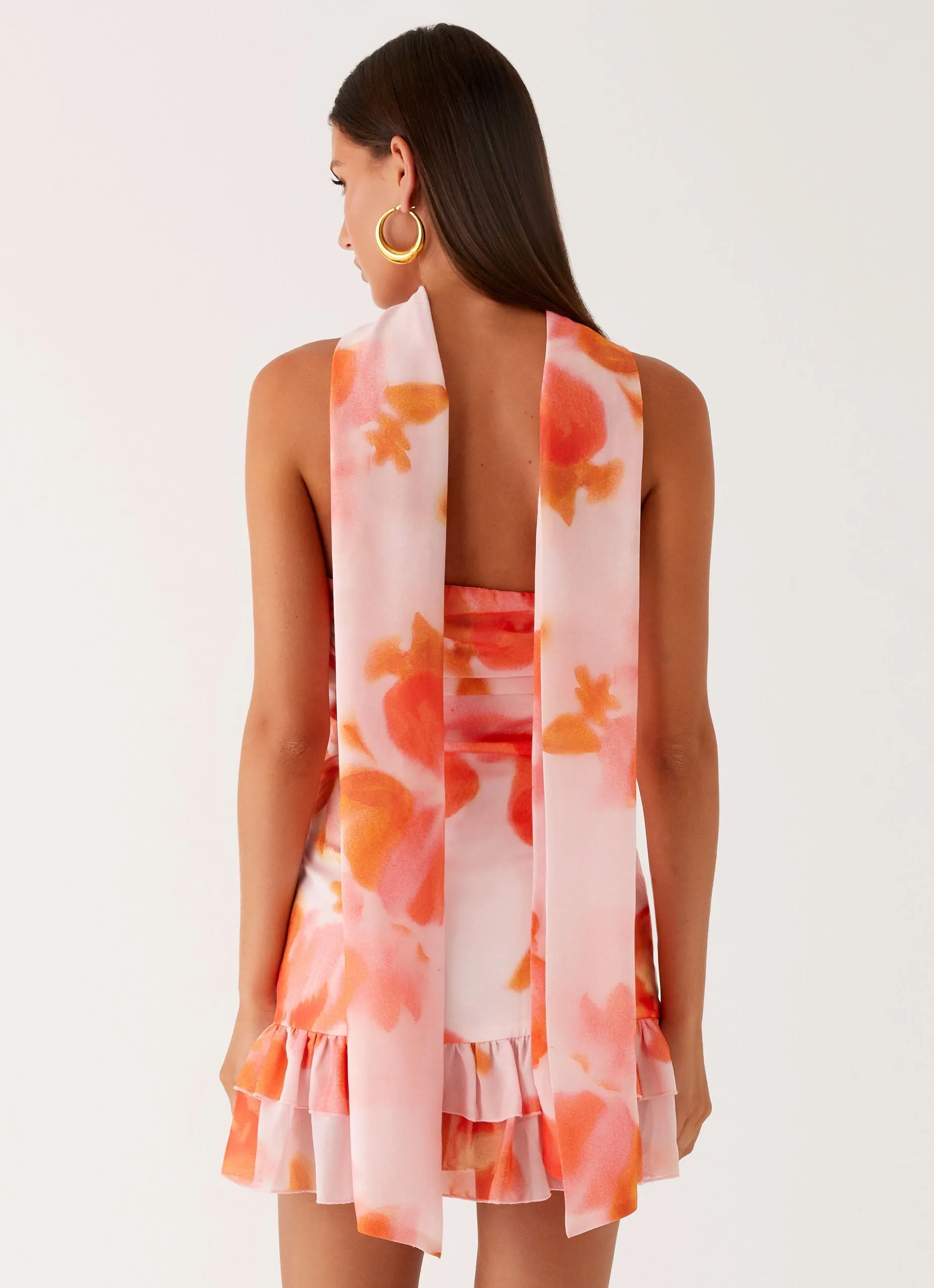 Manon Scarf Mini Dress - Blushing Blossom Farm Scene