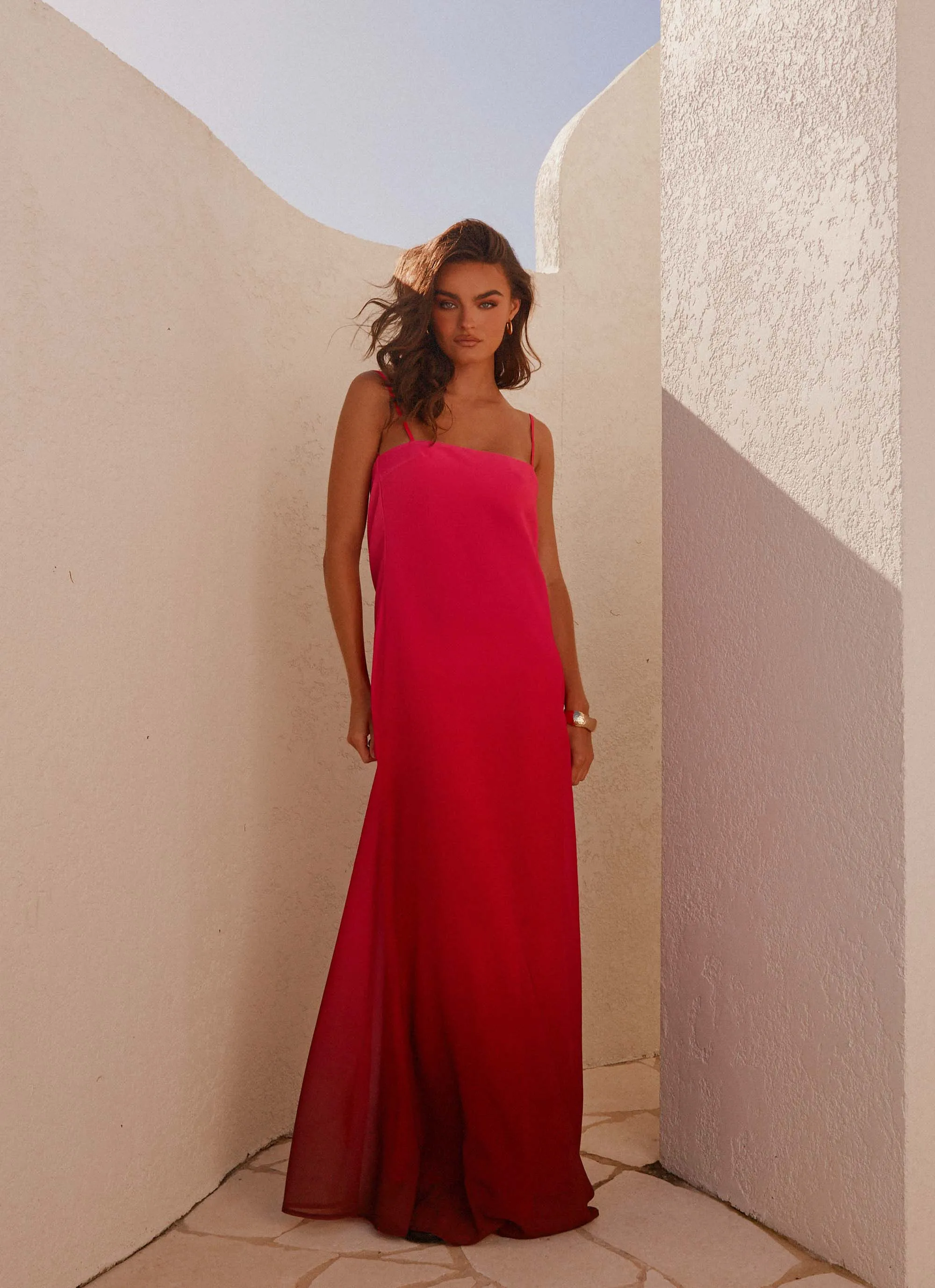 Marianne Maxi Dress - Fuchsia Gradient Clean Vibe Elegant Mood
