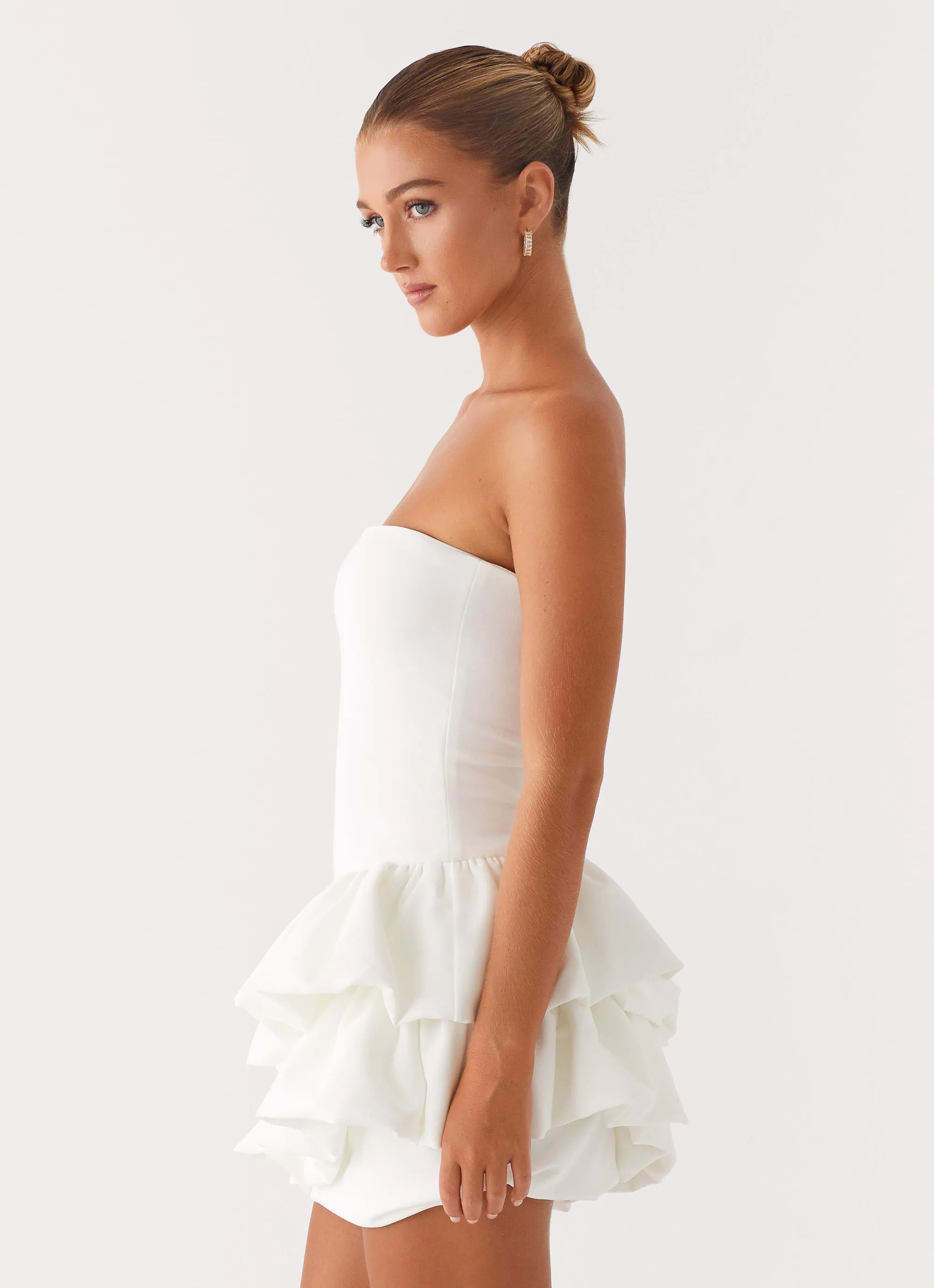 Marie Mini Dress - White Polka Dot