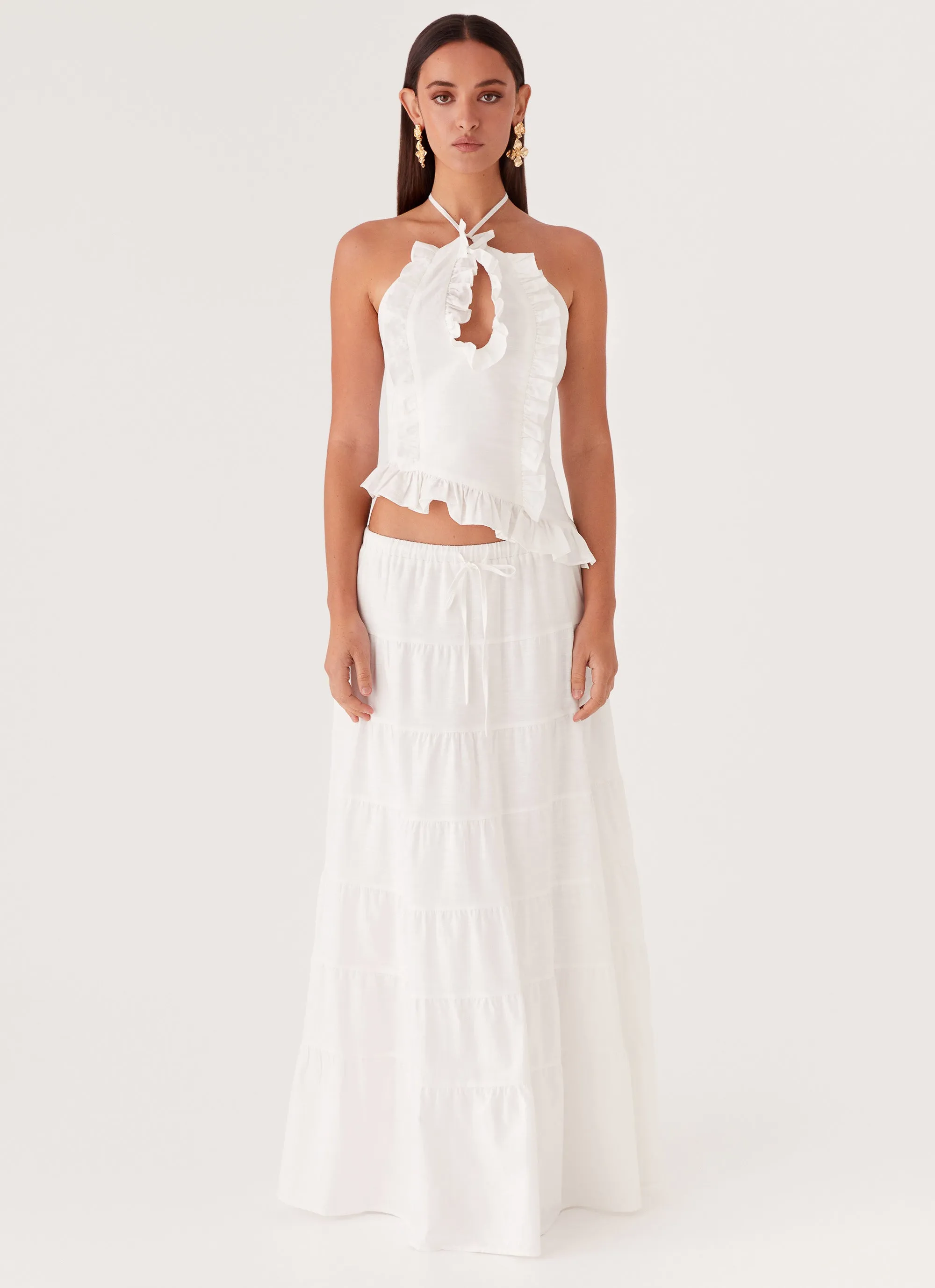Mariella Linen Maxi Skirt - White Simple Comfort