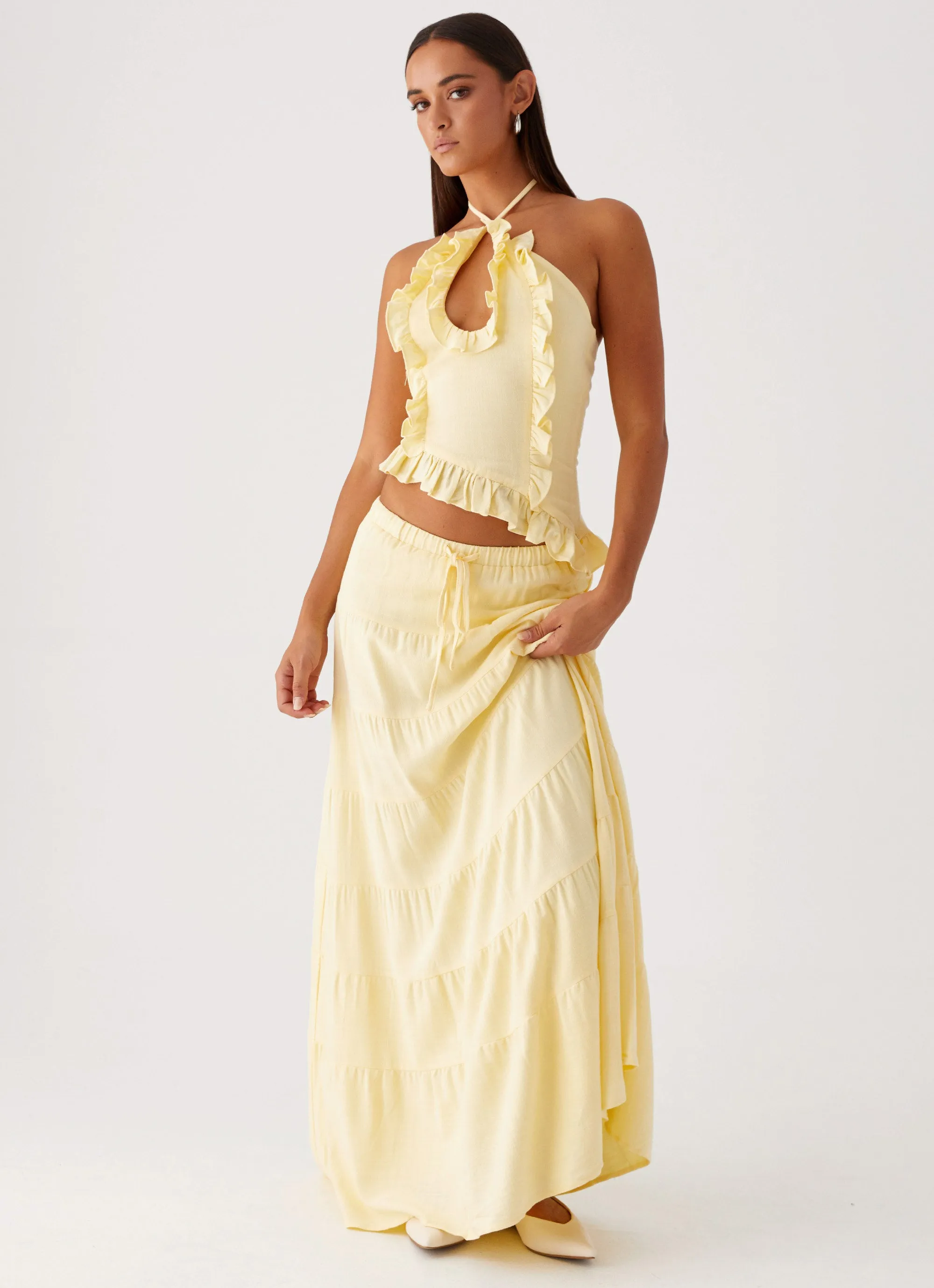 Mariella Linen Maxi Skirt - Yellow Calm Mood