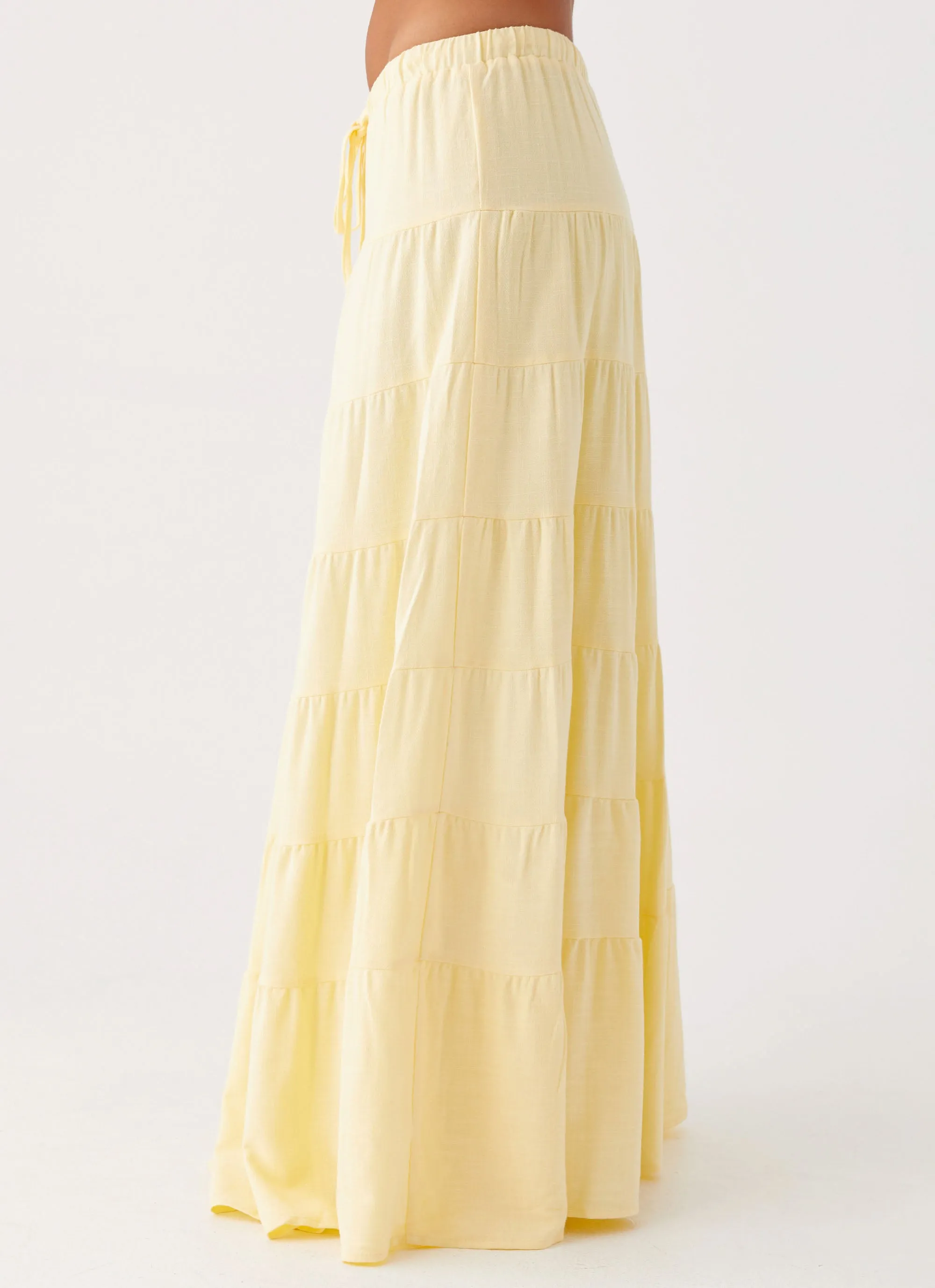 Mariella Linen Maxi Skirt - Yellow Vibe Shot Fashion Energy
