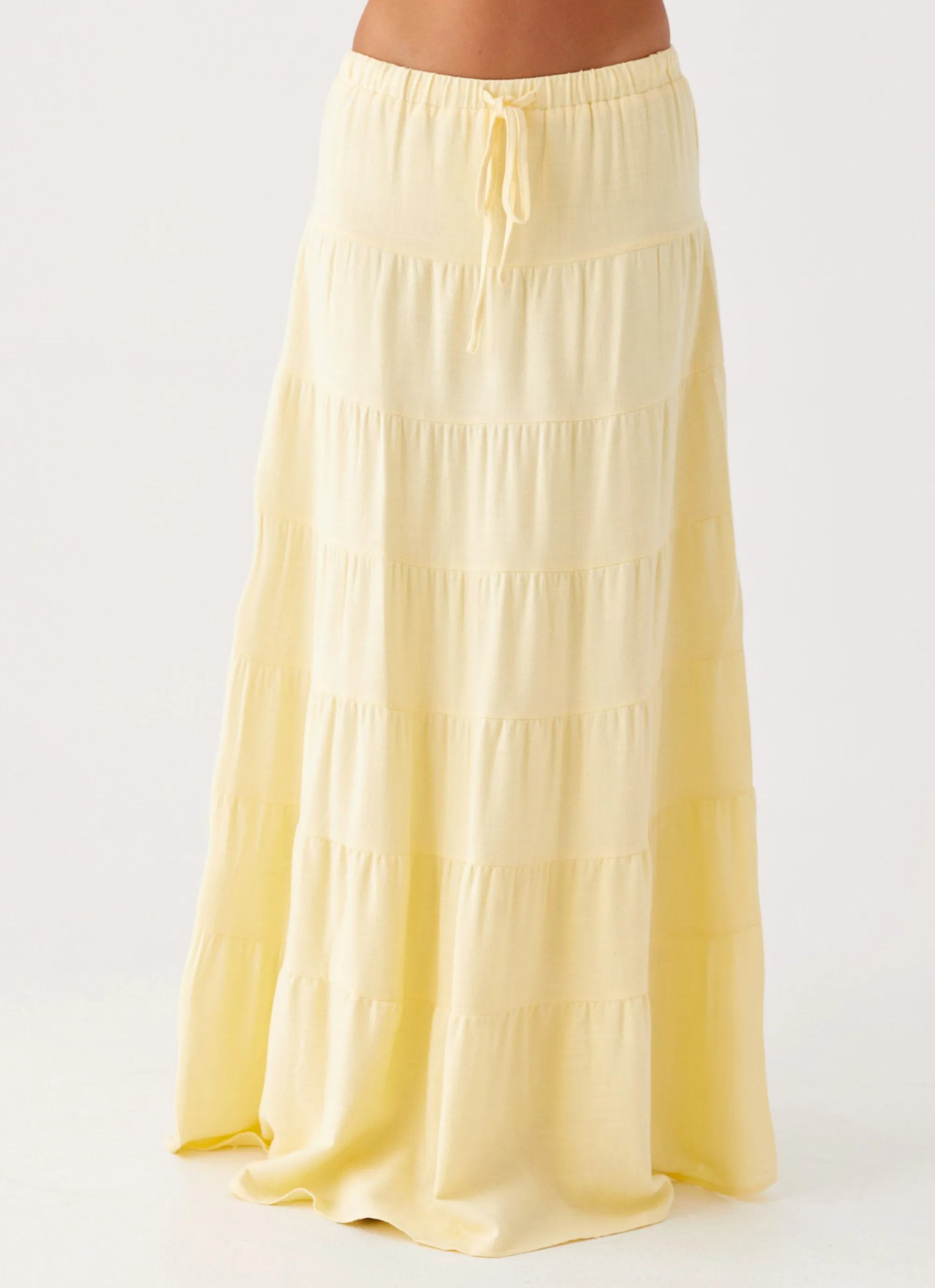 Mariella Linen Maxi Skirt - Yellow Non see through