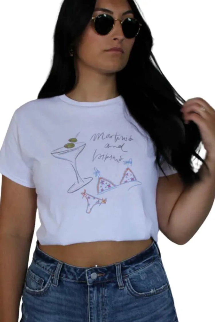 Low Profile Collar Garment Dyed Finish Martinis & Bikinis Baby Tee