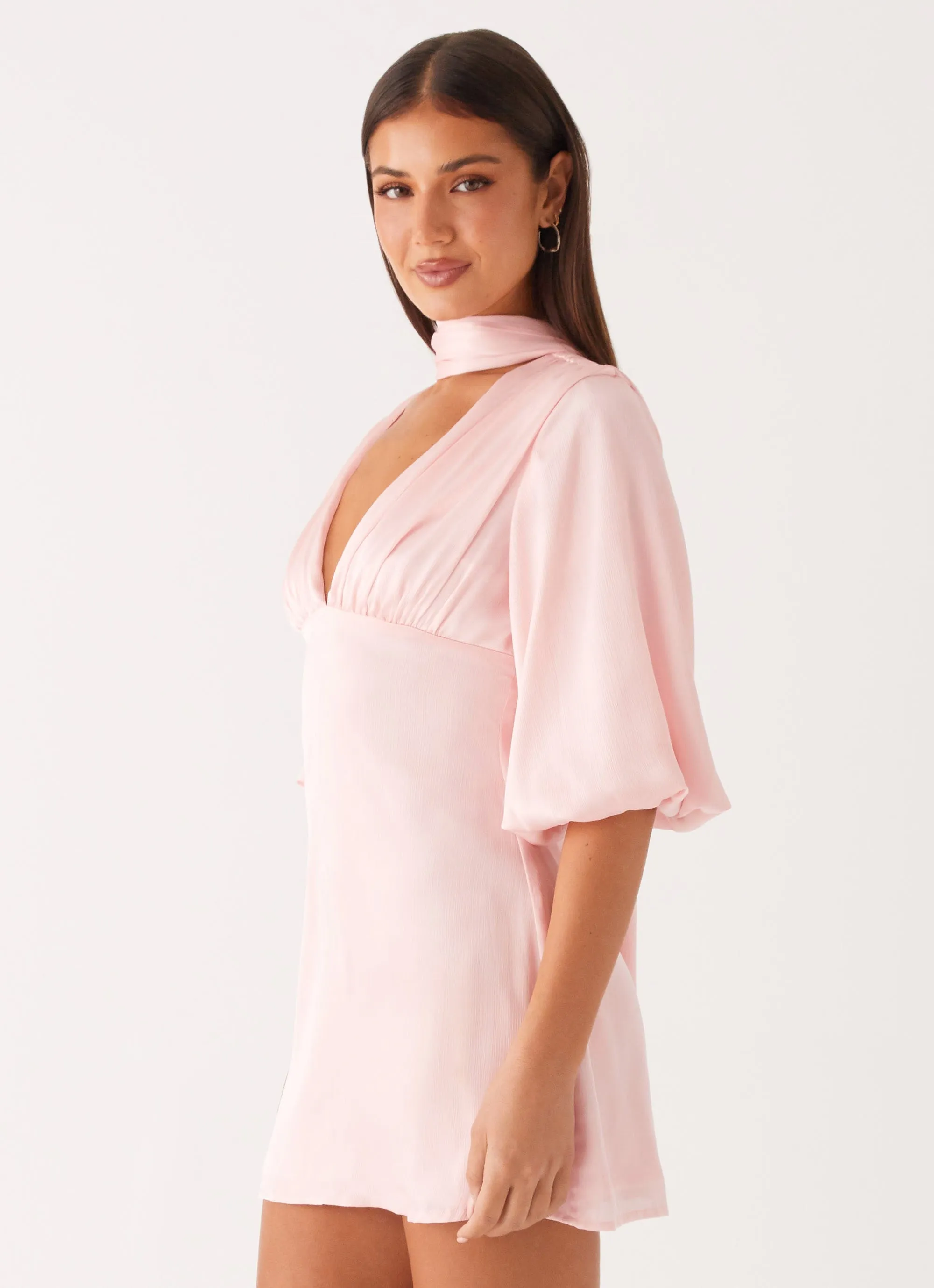Couture Inspired Luxury Trim Mary Mini Dress - Pink