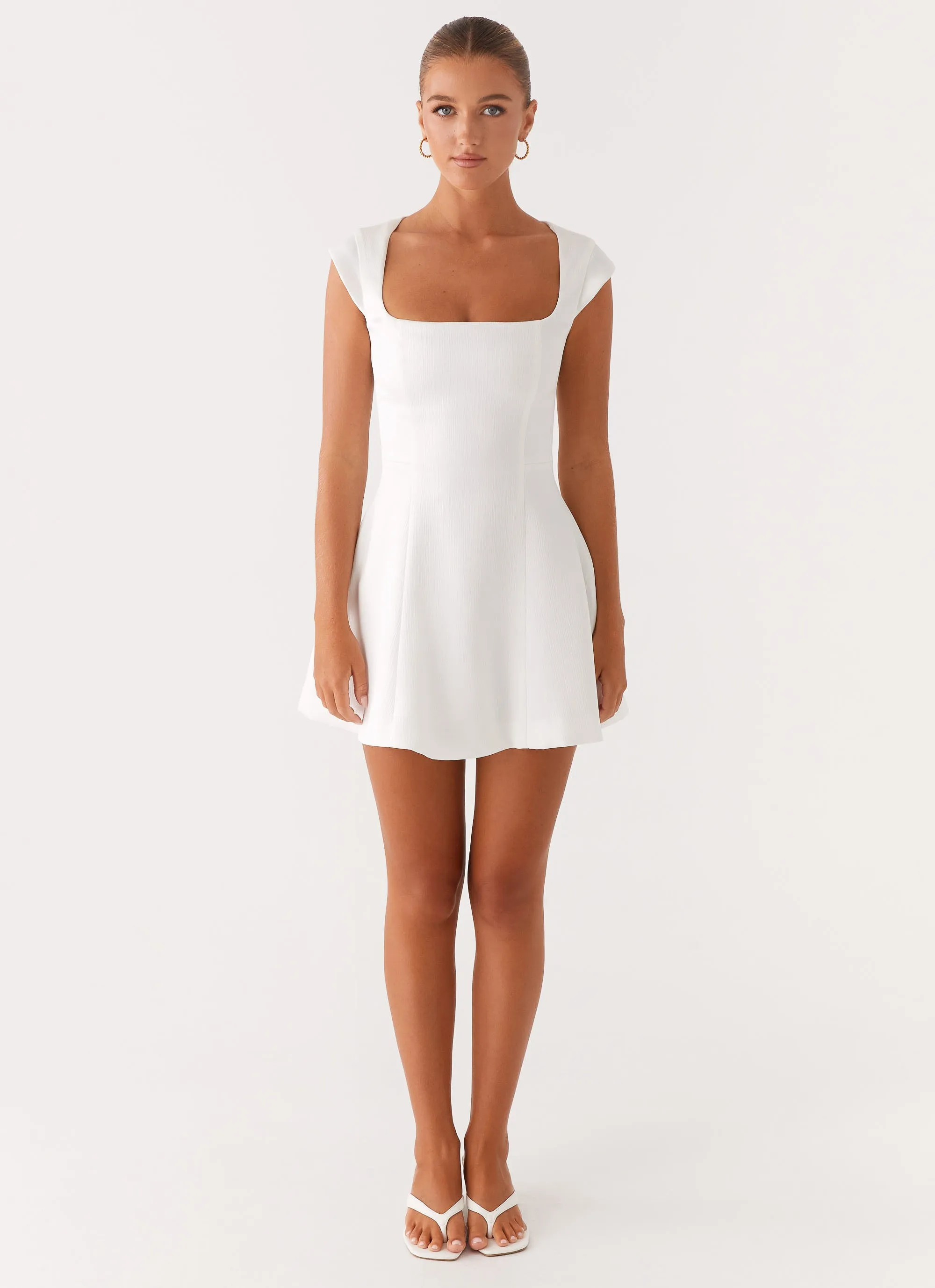 Maryjane Mini Dress - White Subtle Details