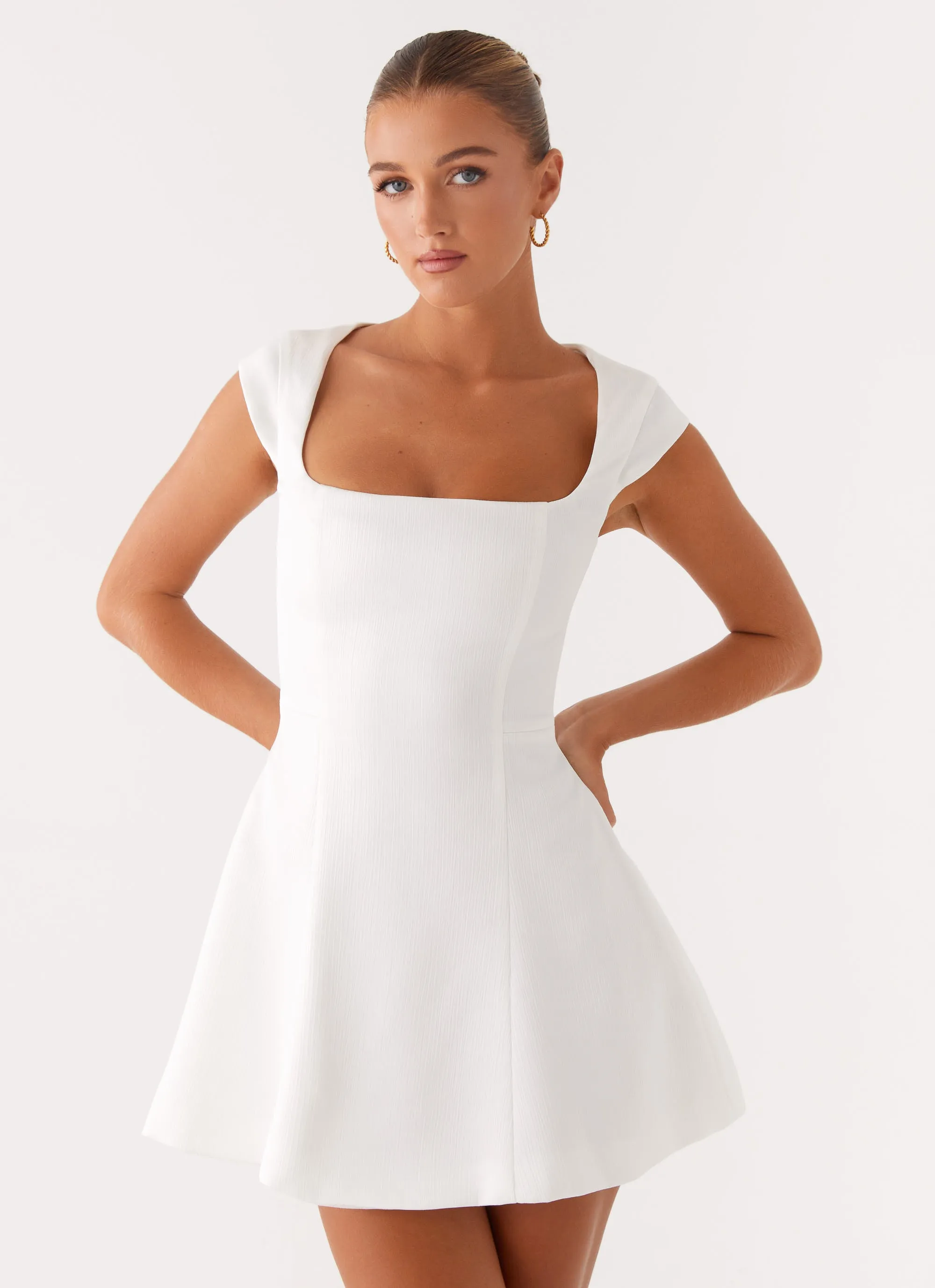 Maryjane Mini Dress - White Mini length