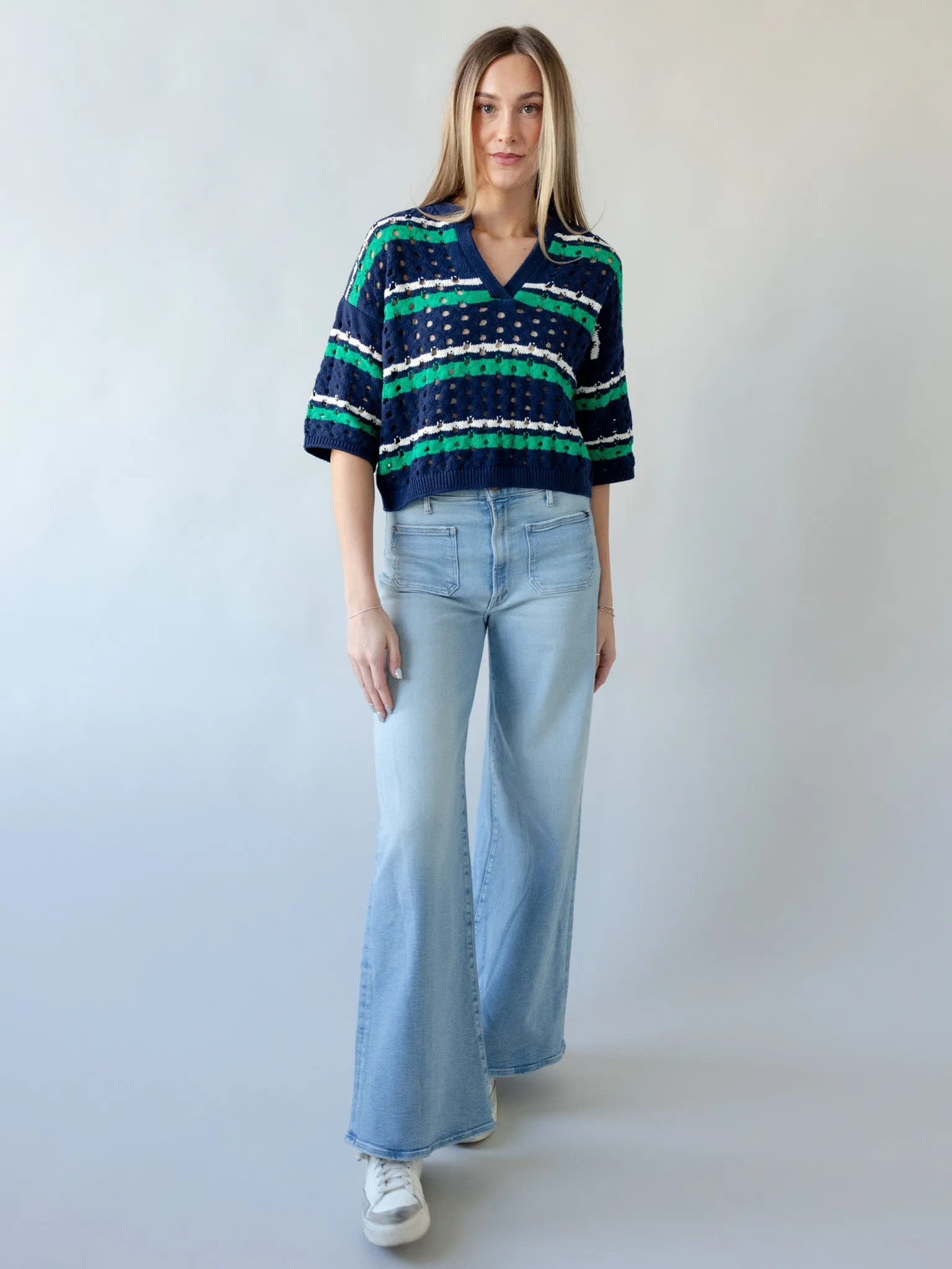 AllClimateAdaptive Shrinkage Prevention Treatment Match Point Sweater - Navy