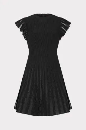 Sheer Flutter Sleeve Knit Mini Dress Ombre-Effect