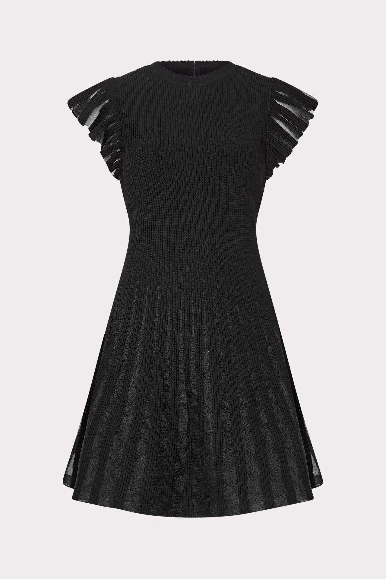 Sheer Flutter Sleeve Knit Mini Dress Ombre-Effect
