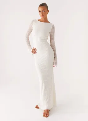 All-Day Comfort Wear Ethereal Long Sleeve Maxi Dress - Ivory
