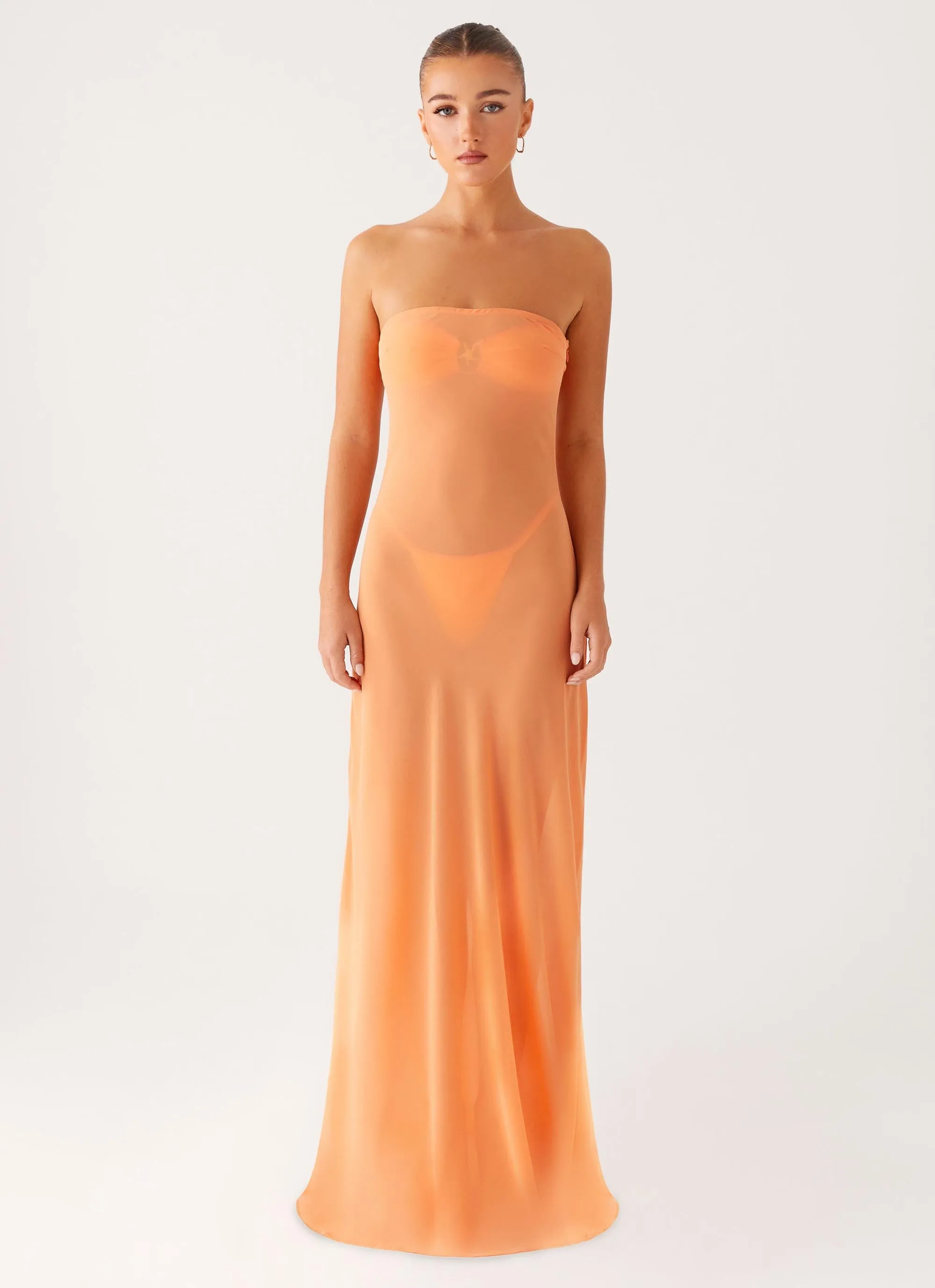 Mattie Strapless Maxi Dress - Orange Comfort and Elegance