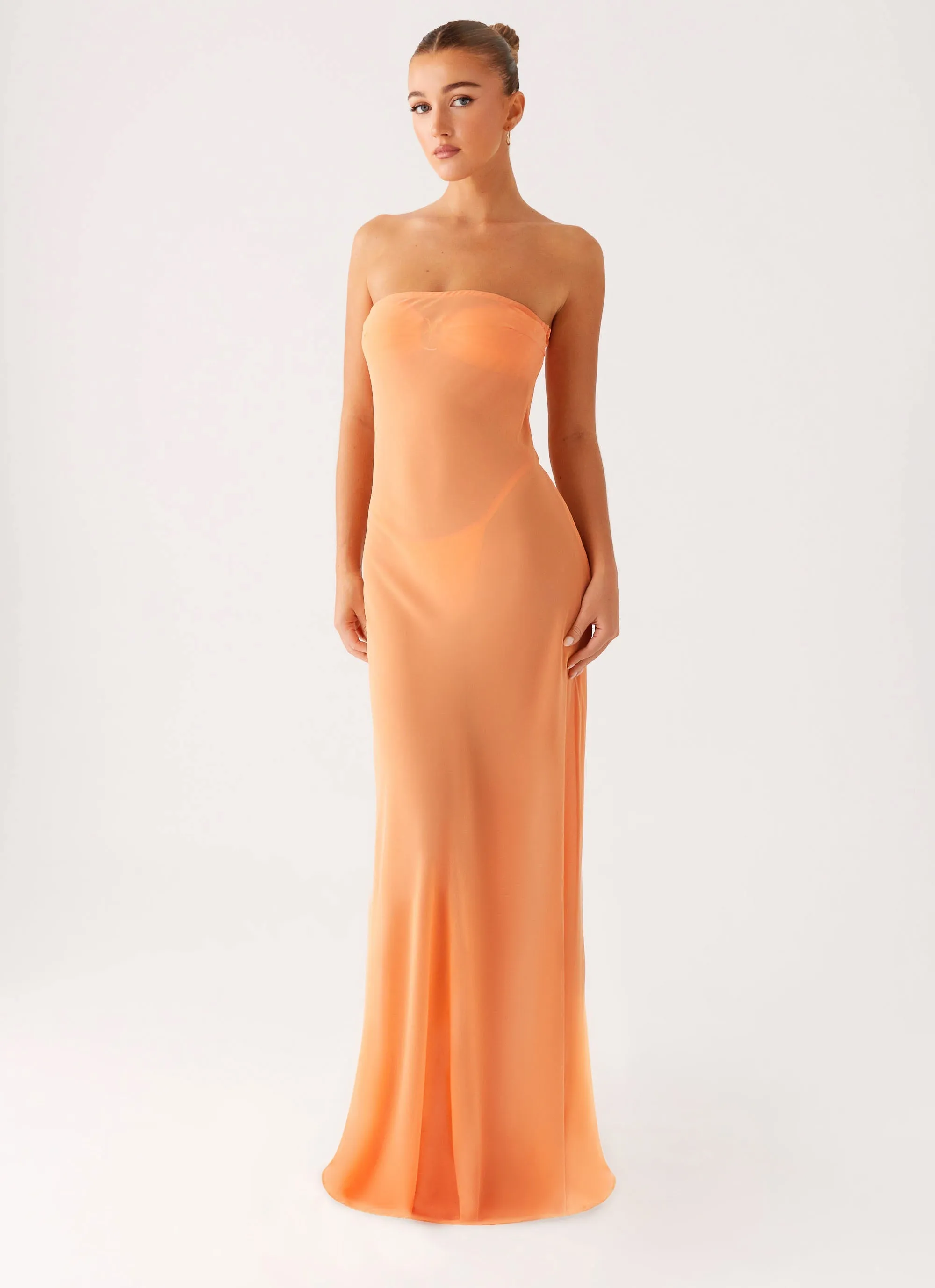 Minimal Motion Mattie Strapless Maxi Dress - Orange