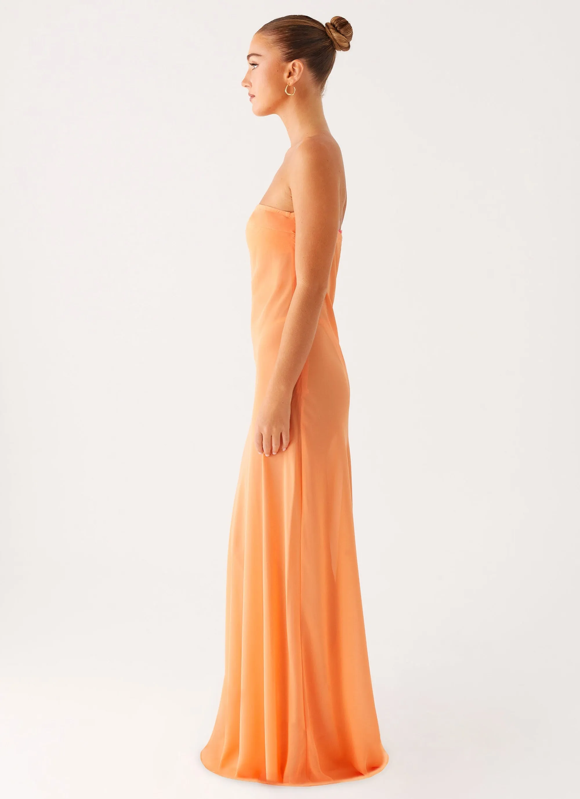 Mattie Strapless Maxi Dress - Orange Vibrant color dress