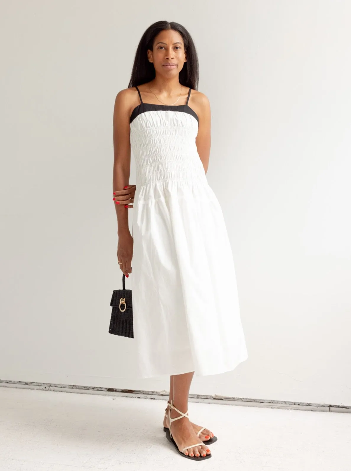 Smocked-Detail Maude Contrast Dress