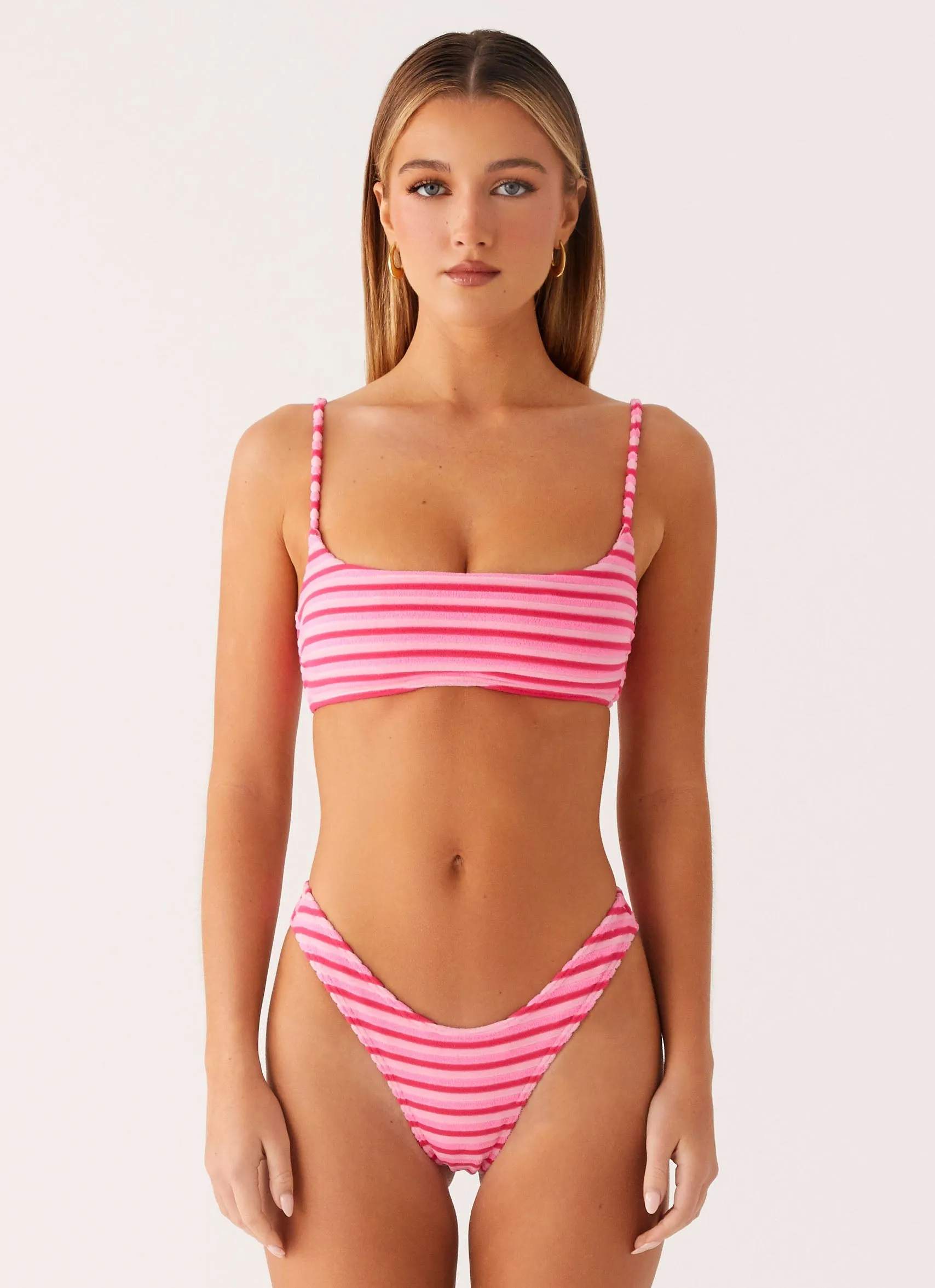 Mauritius Bikini Top - Pink Stripe Rapid Dry Lining
