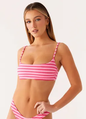 adults Tumble Resistant Cut Mauritius Bikini Top - Pink Stripe